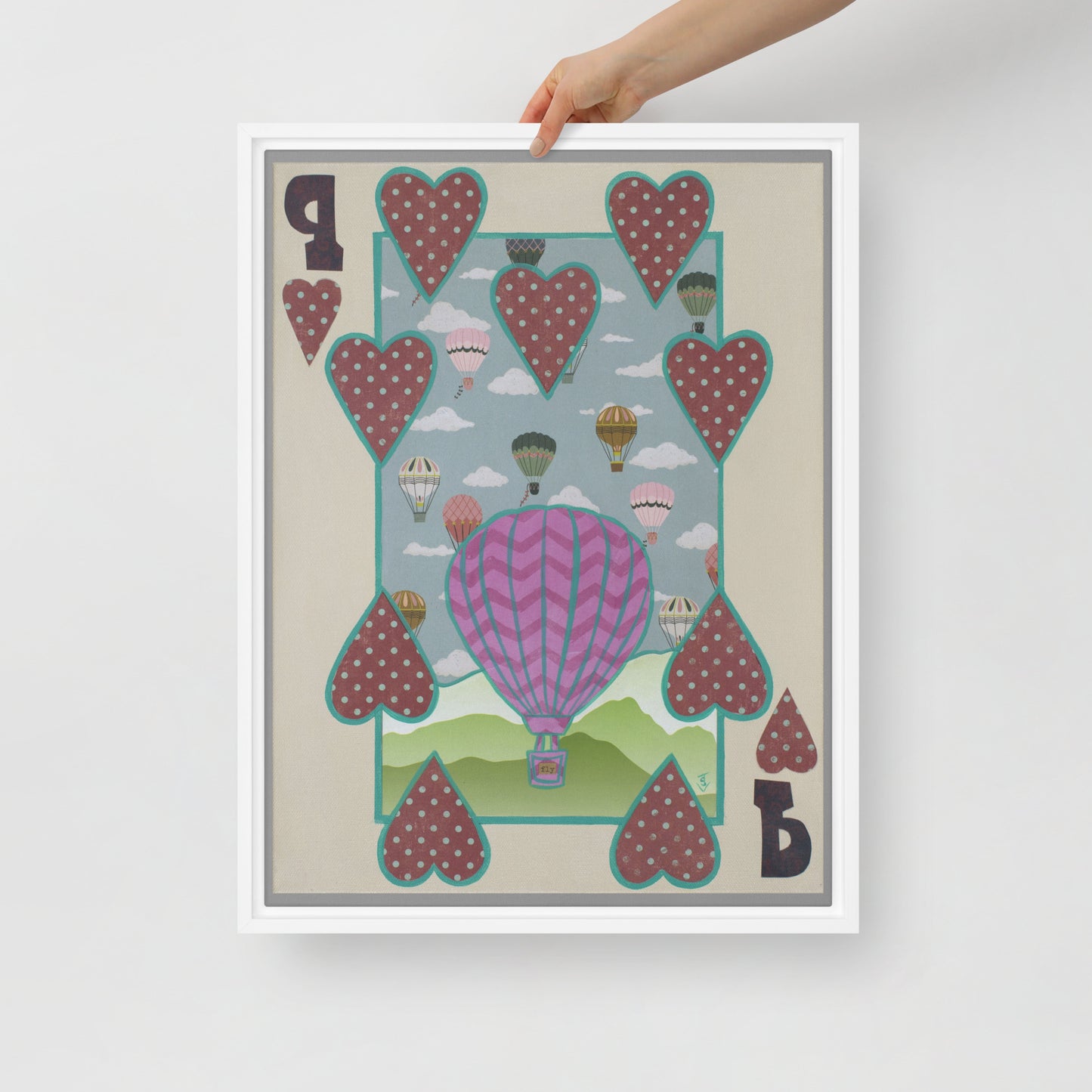 Nine of Hearts by Suzanne Villella | Framed canvas