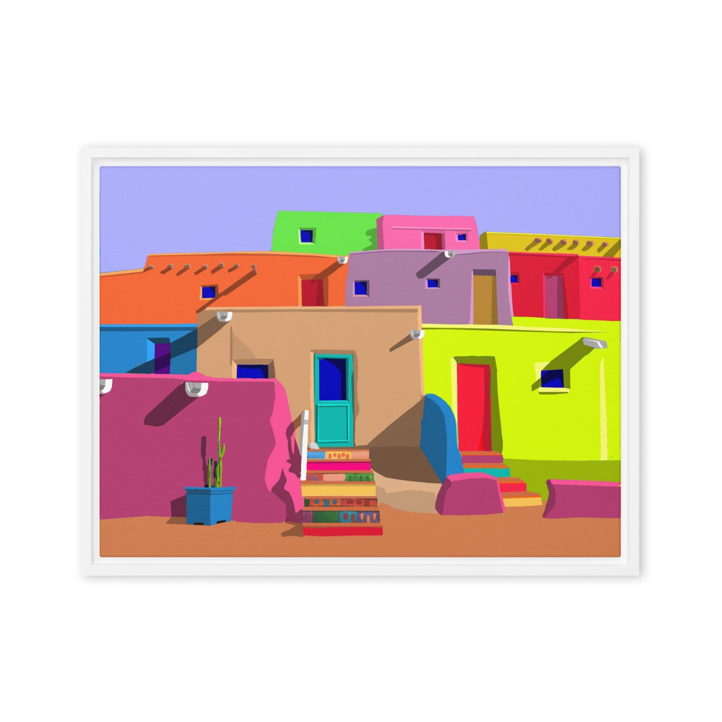 Pueblos Houses by Mike Berren | Framed canvas