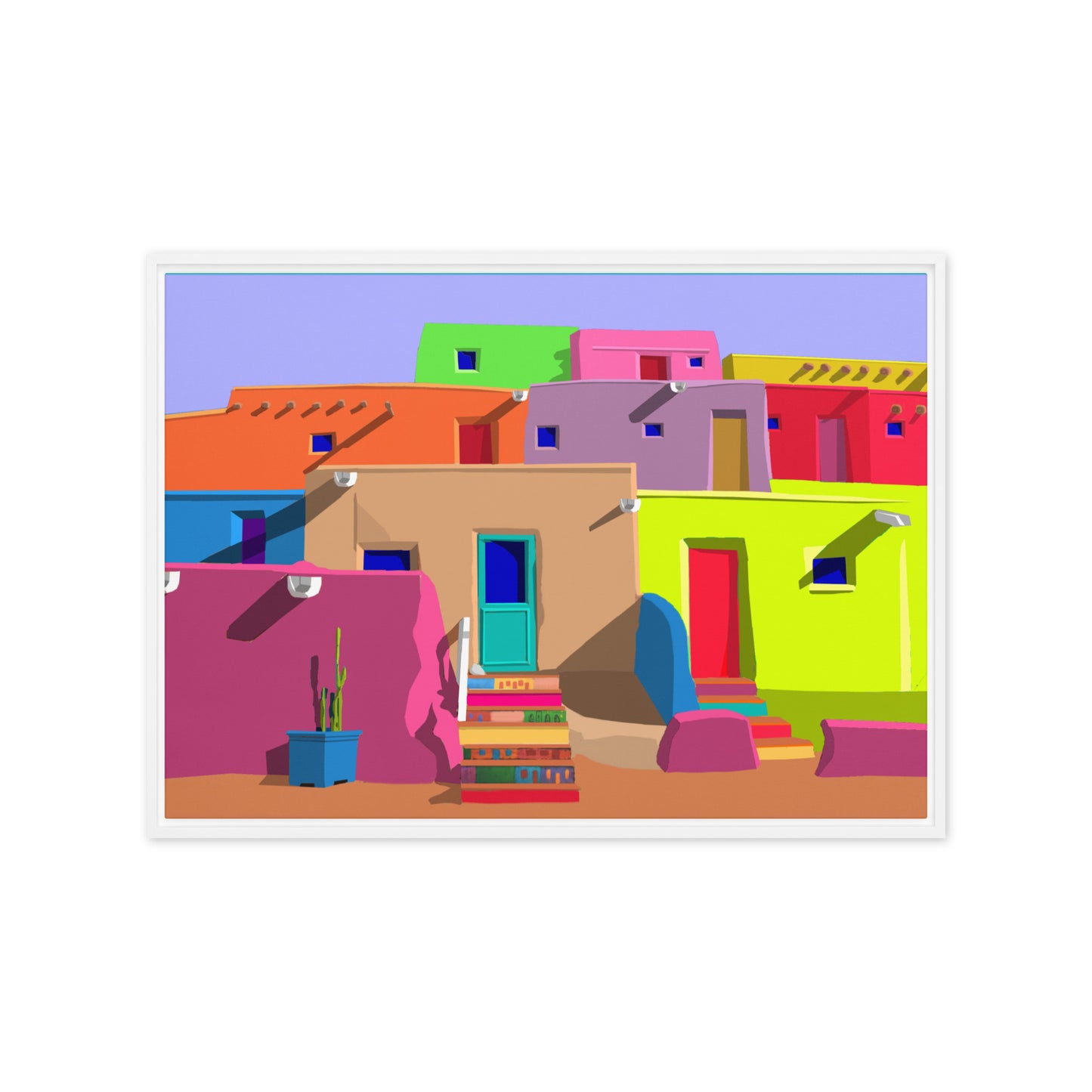 Pueblos Houses by Mike Berren | Framed canvas