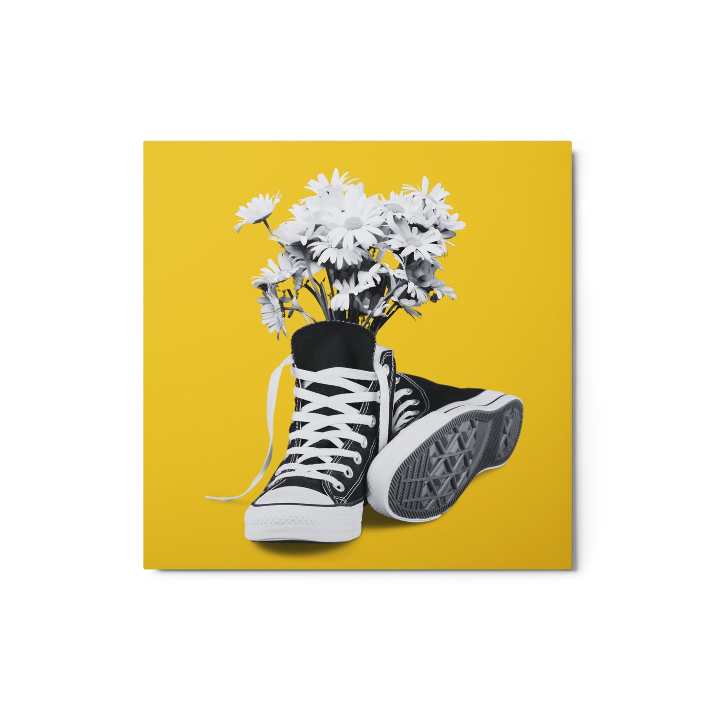 A Converse-ation by Enrique Aldana - Yellow | Metal prints