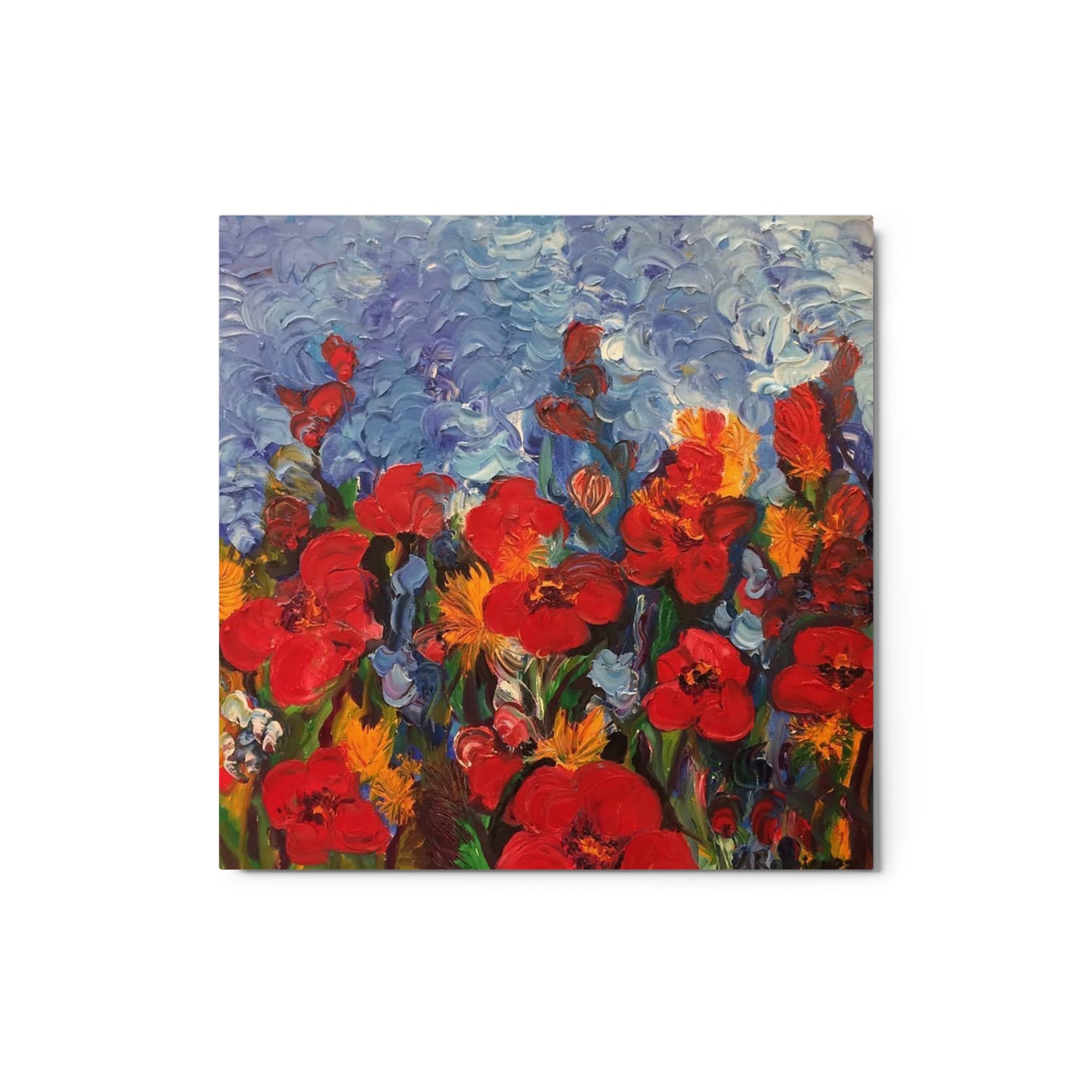 Field Of Poppies by Andrea Rodriguez | Glossy Metal Print