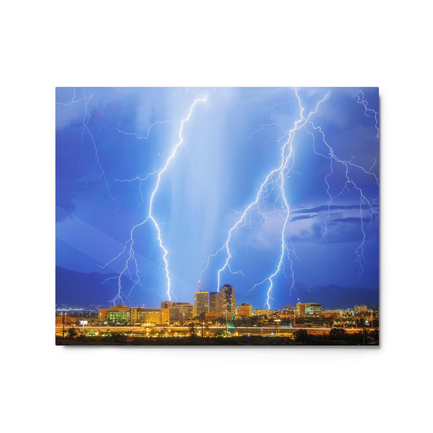 Downtown Tucson Lightning Monsoon by Sean Parker Photography| Metal prints