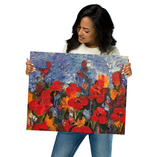 Field Of Poppies by Andrea Rodriguez | Glossy Metal Print