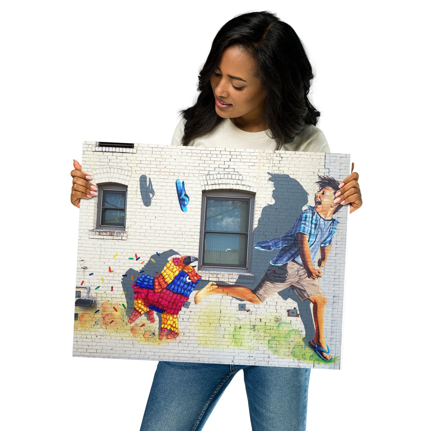 Running of the Pinatas Mural by Ignacio Garcia | Metal prints