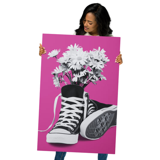 A Converse-ation by Enrique Aldana - Pink | Metal prints