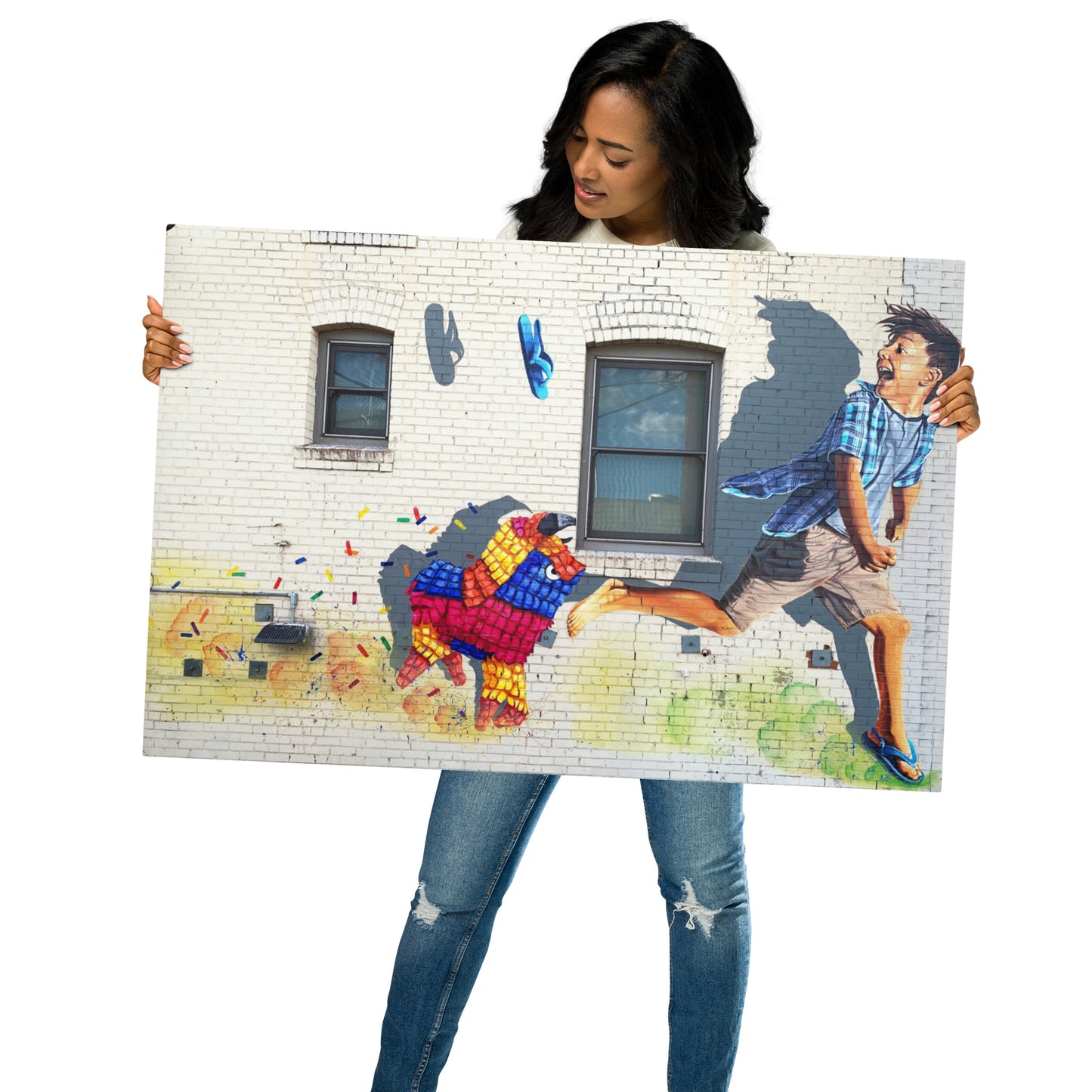 Running of the Pinatas Mural by Ignacio Garcia | Metal prints