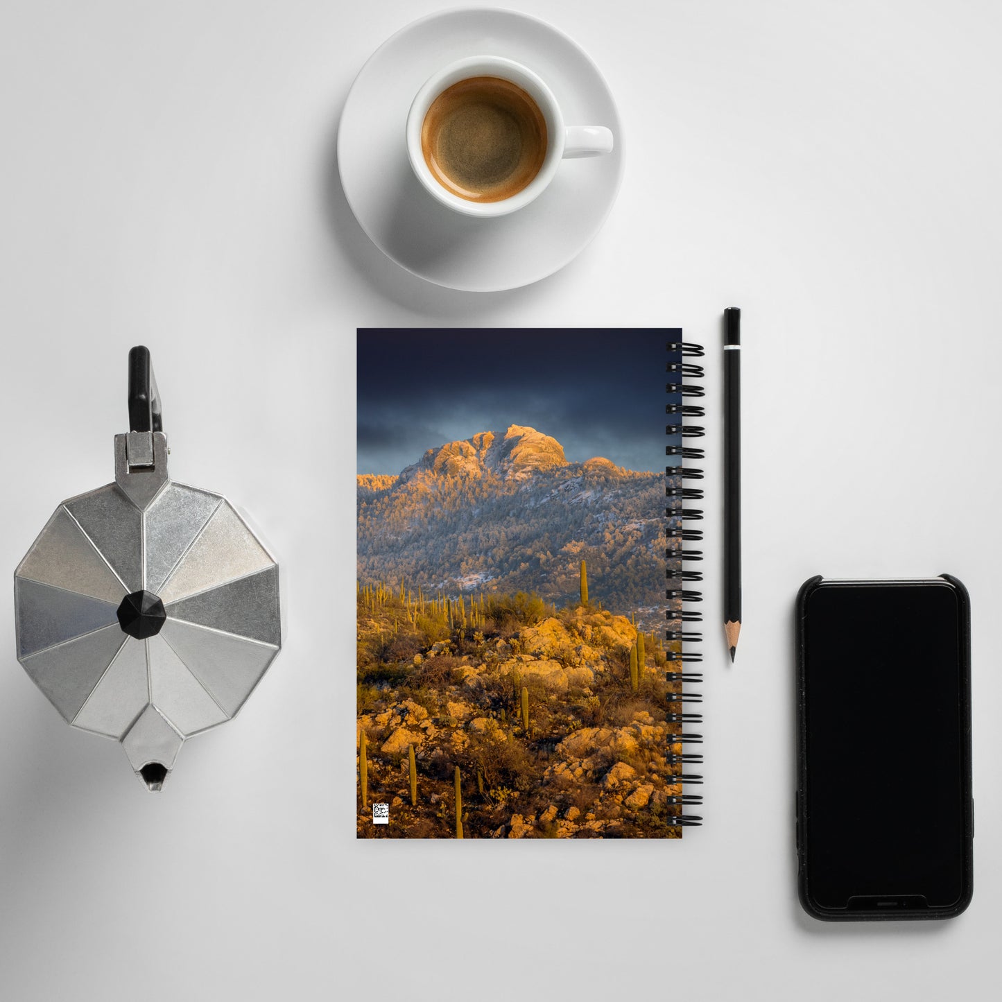 Rincon Mountain Snow by Sean Parker Photography | Spiral notebook