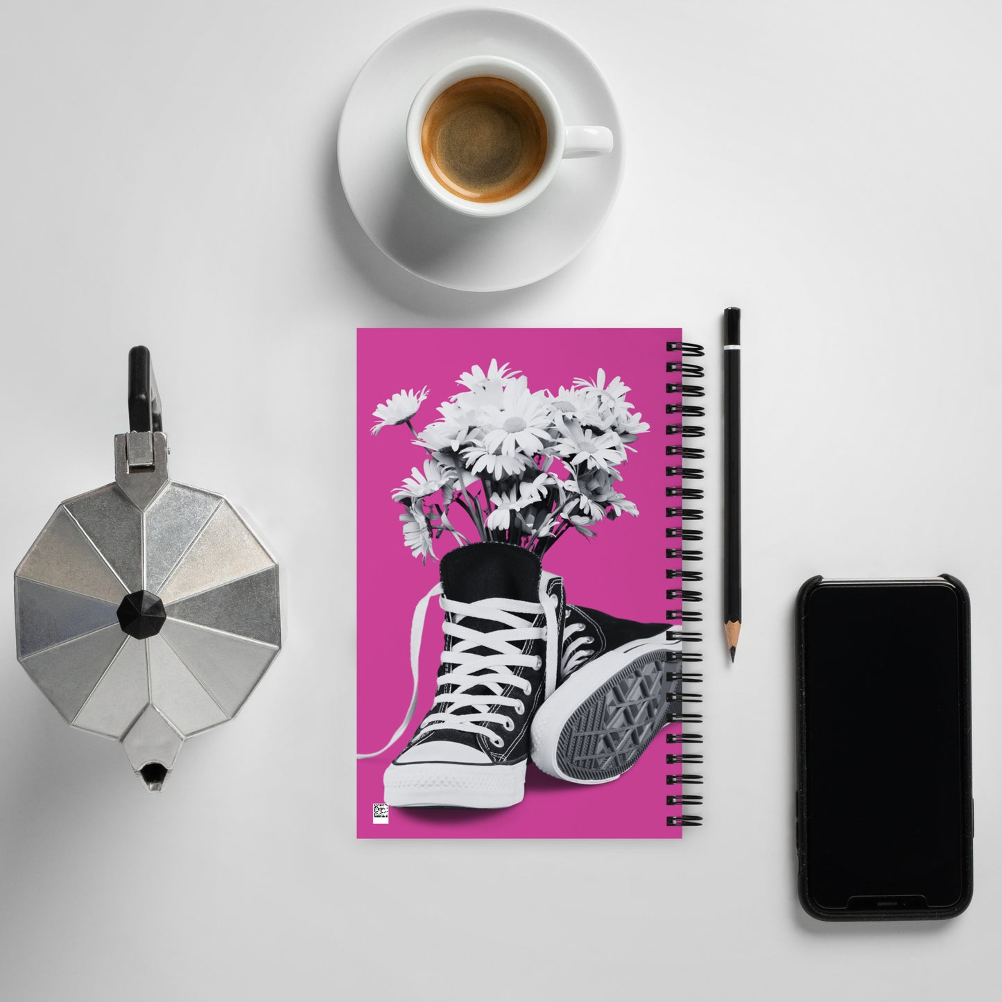 A Converse-ation by Enrique Aldana - Pink | Spiral notebook