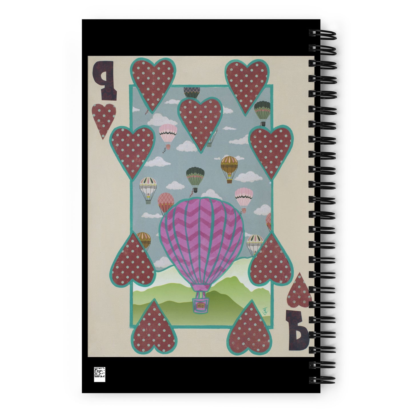 Nine of Hearts by Suzanne Villella | Spiral notebook