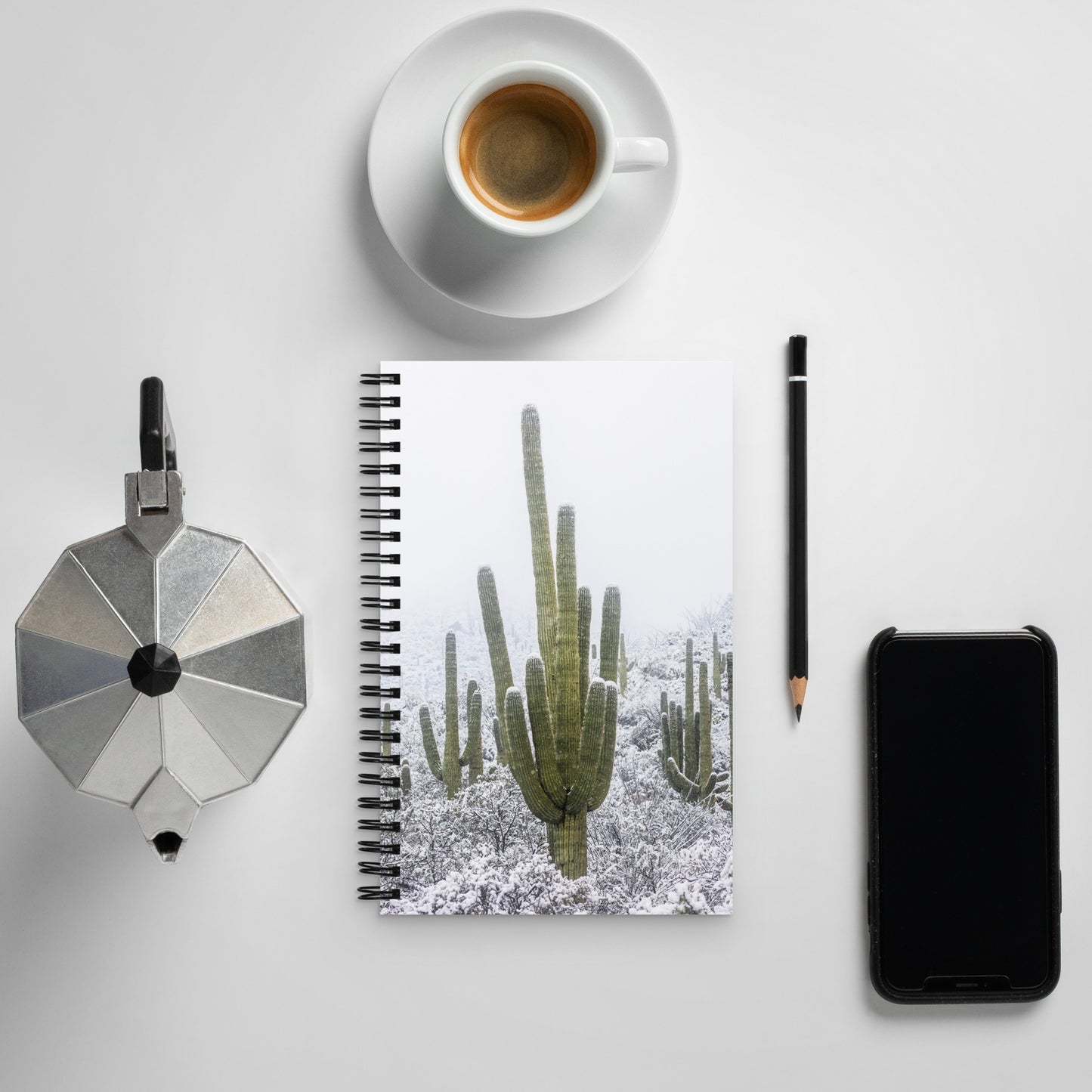 Saguaro Snowfall by Sean Parker Photography | Spiral notebook