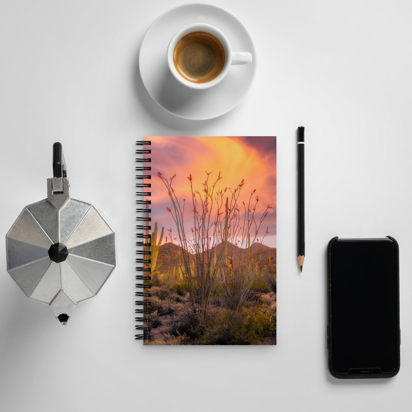 Tucson Mountain Park Sunset by Sean Parker Photography | Spiral notebook