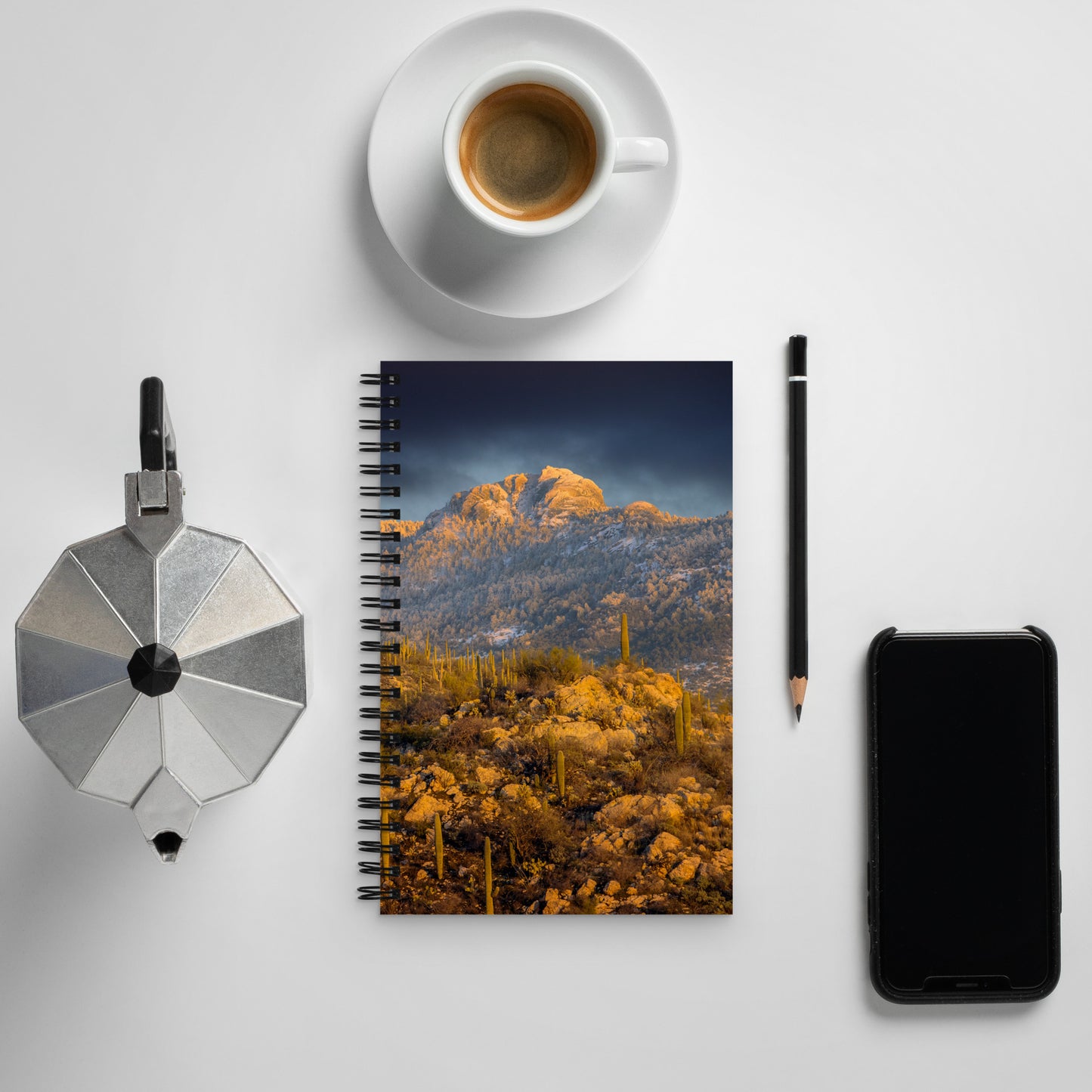 Rincon Mountain Snow by Sean Parker Photography | Spiral notebook