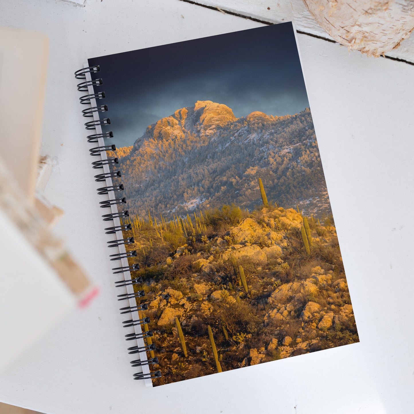 Rincon Mountain Snow by Sean Parker Photography | Spiral notebook