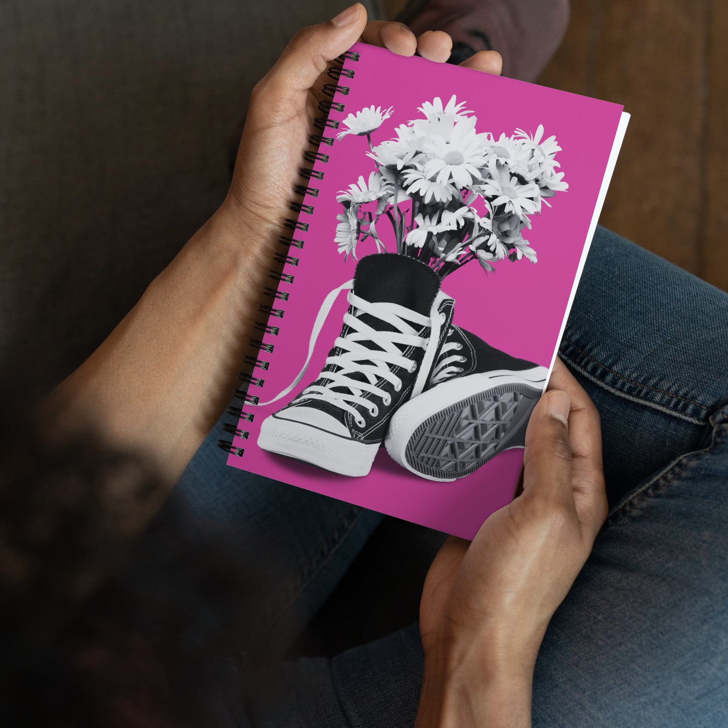 A Converse-ation by Enrique Aldana - Pink | Spiral notebook