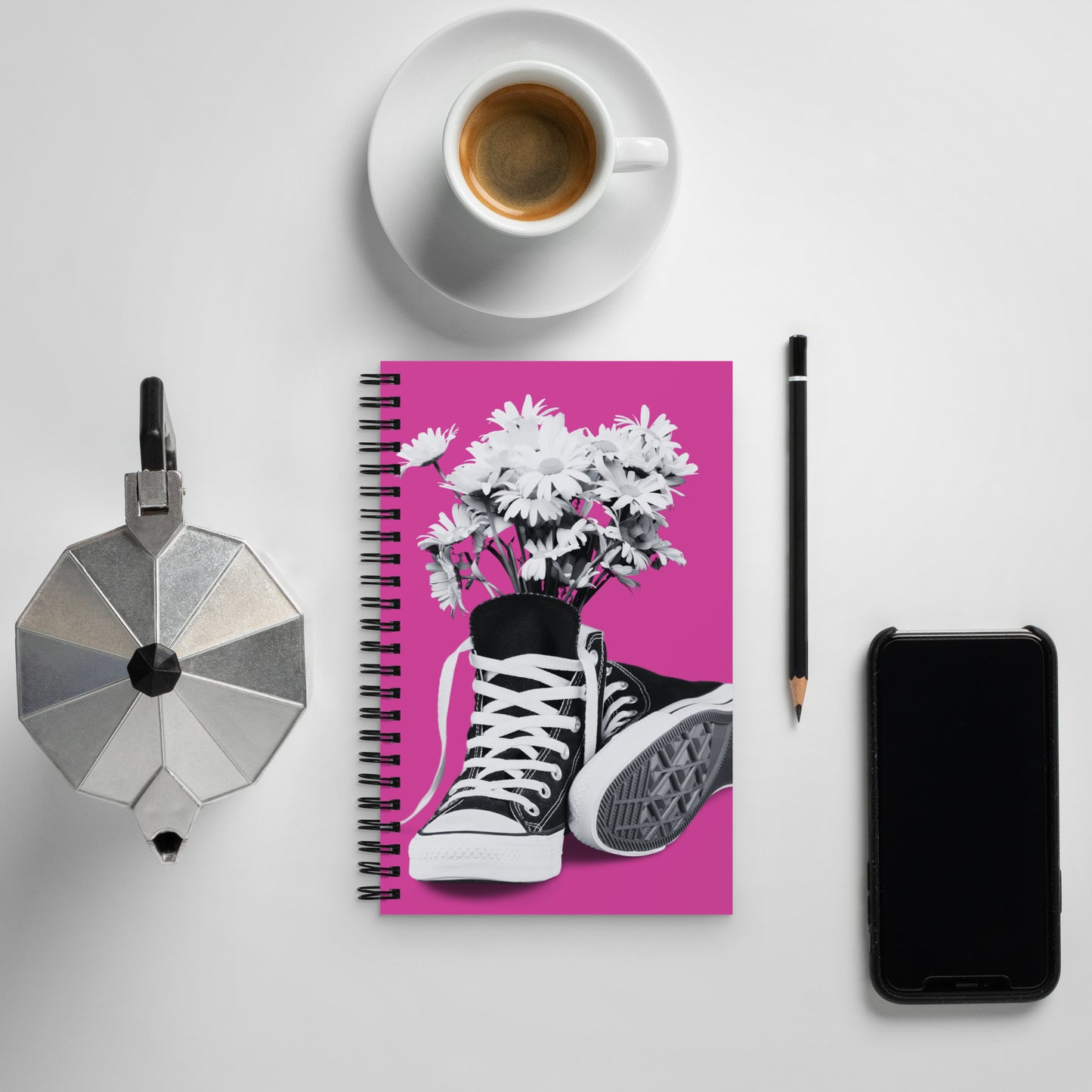 A Converse-ation by Enrique Aldana - Pink | Spiral notebook