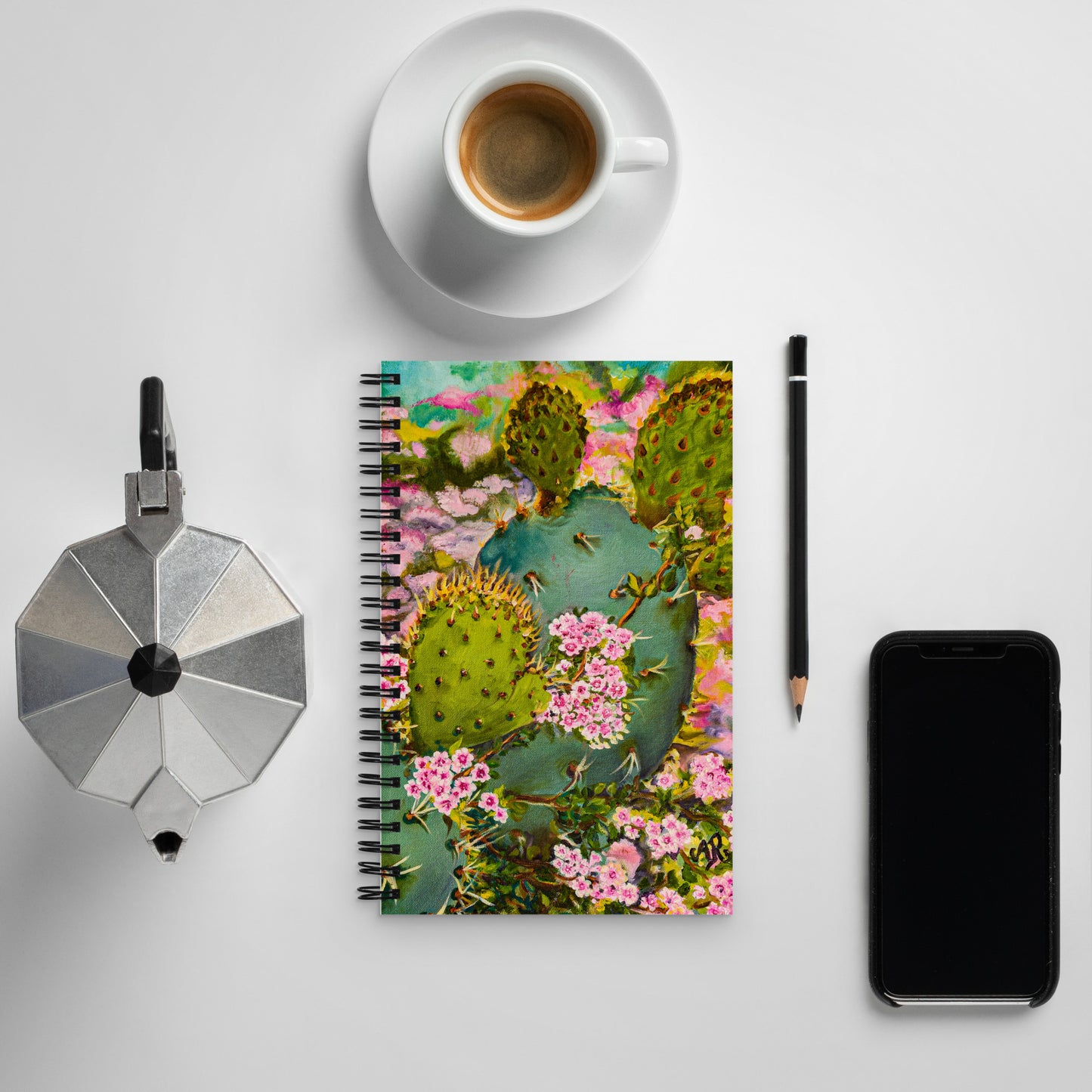 The Pink Floweret Rug | Spiral notebook