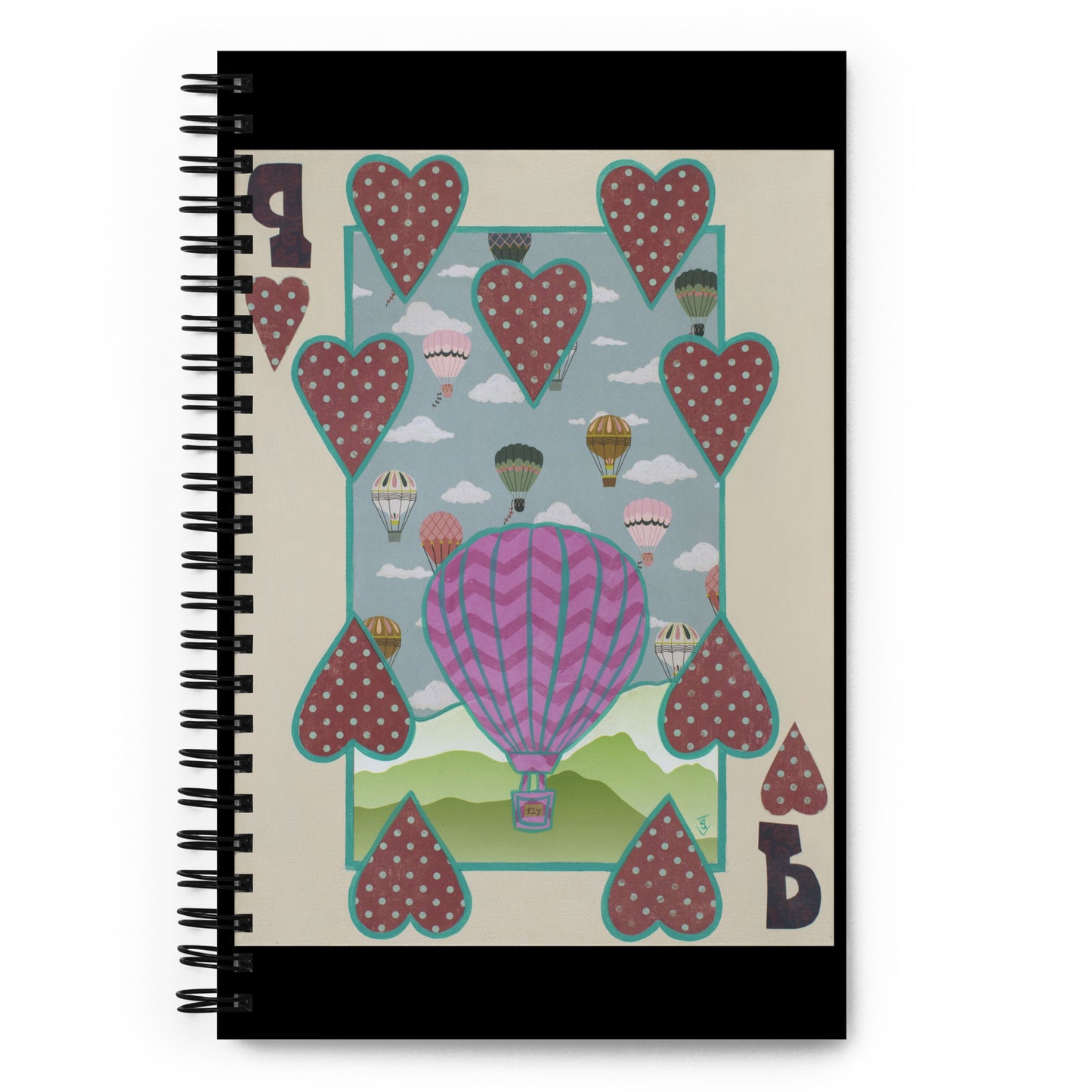 Nine of Hearts by Suzanne Villella | Spiral notebook