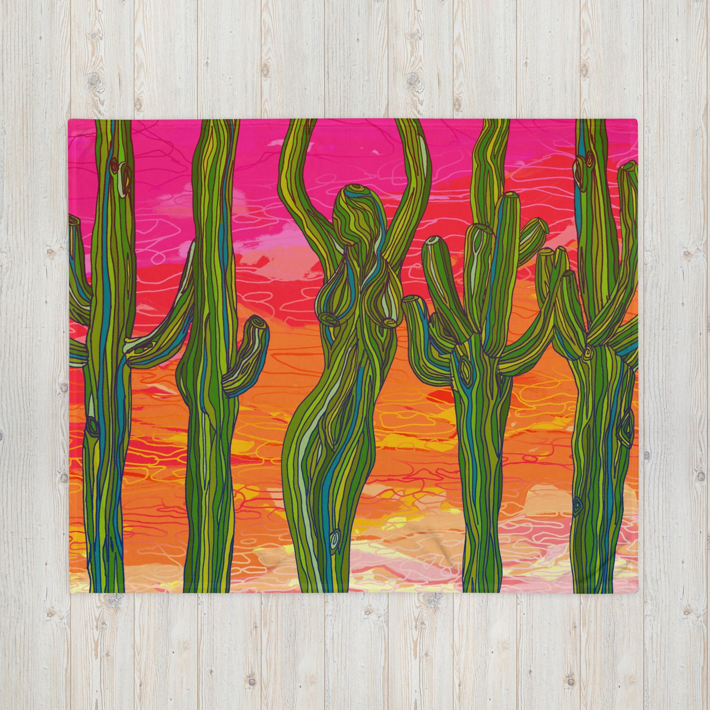 Saguaro Silhouettes by Lauri Kaye | Throw Blanket