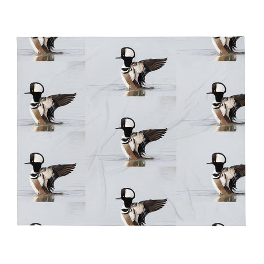 Hooded Merganser by Leslie Leathers Photography | Throw Blanket