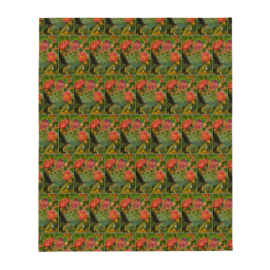 Blooming Opuntia by Andrea Rodriguez | Throw Blanket