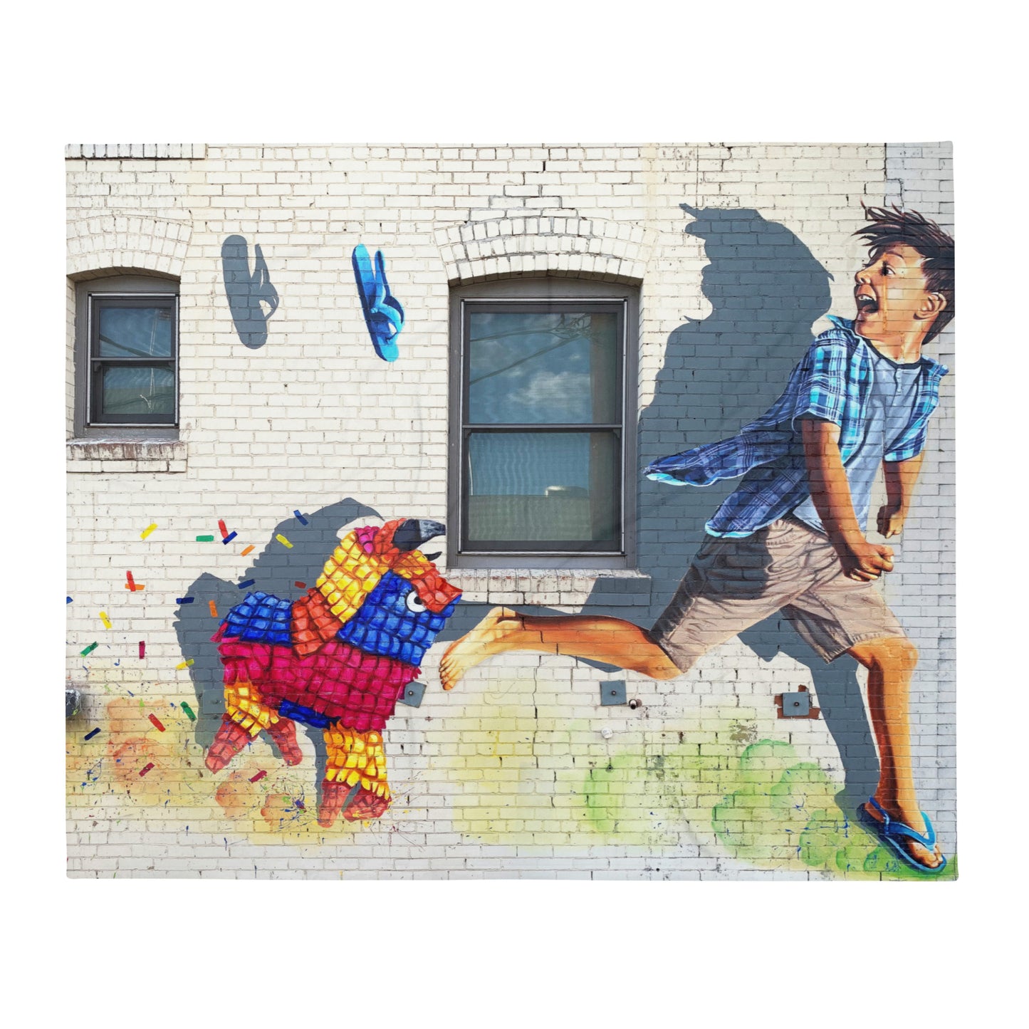 Running of the Pinatas Mural by Ignacio Garcia | Throw Blanket