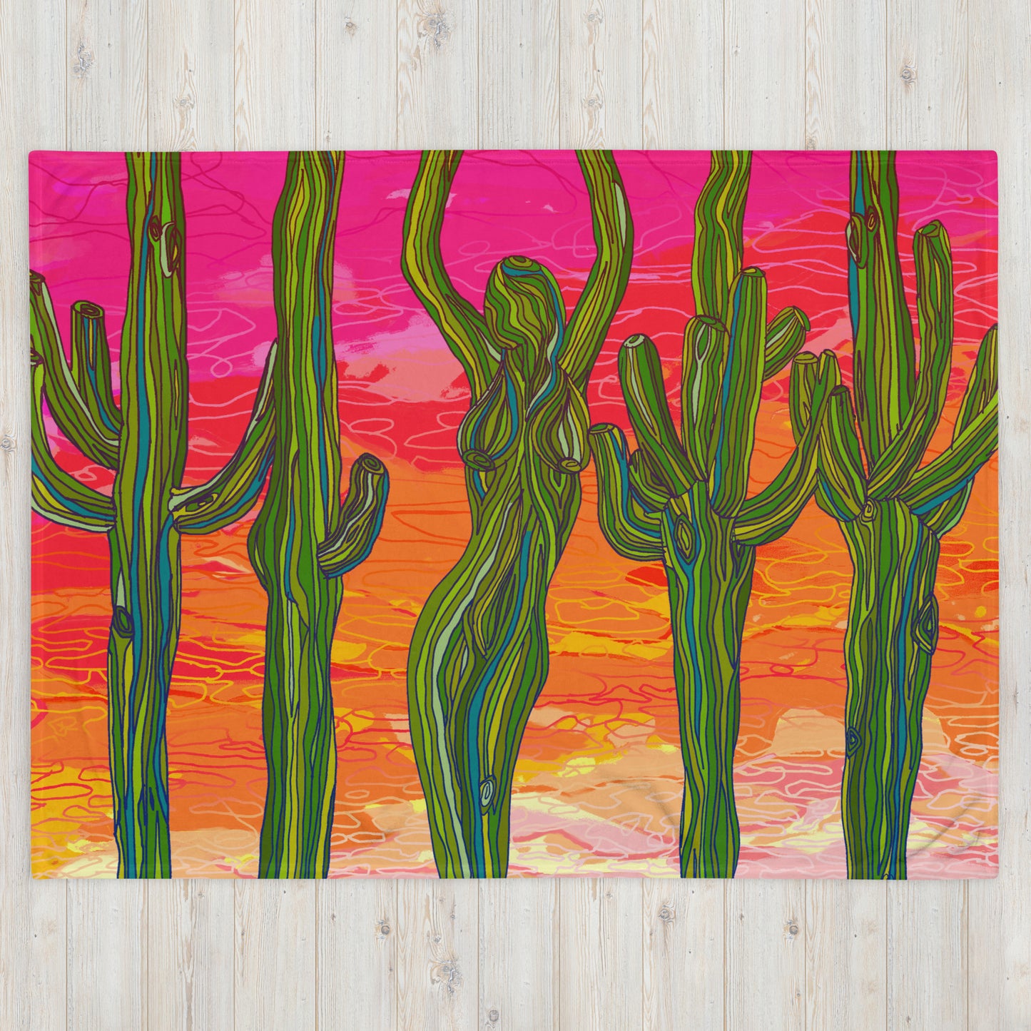 Saguaro Silhouettes by Lauri Kaye | Throw Blanket