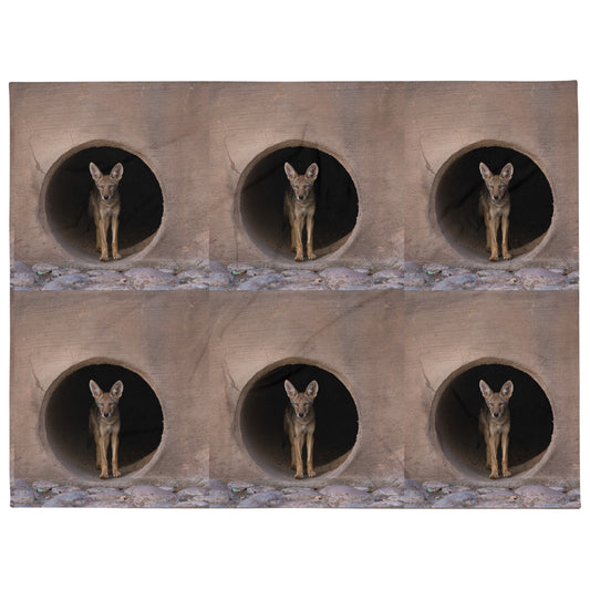 Juvenile Coyote by Leslie Leathers Photography | Throw Blanket