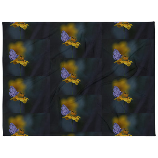 Marine Blue Butterfly by Leslie Leathers Photography | Throw Blanket