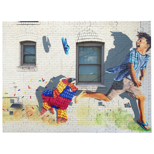 Running of the Pinatas Mural by Ignacio Garcia | Throw Blanket