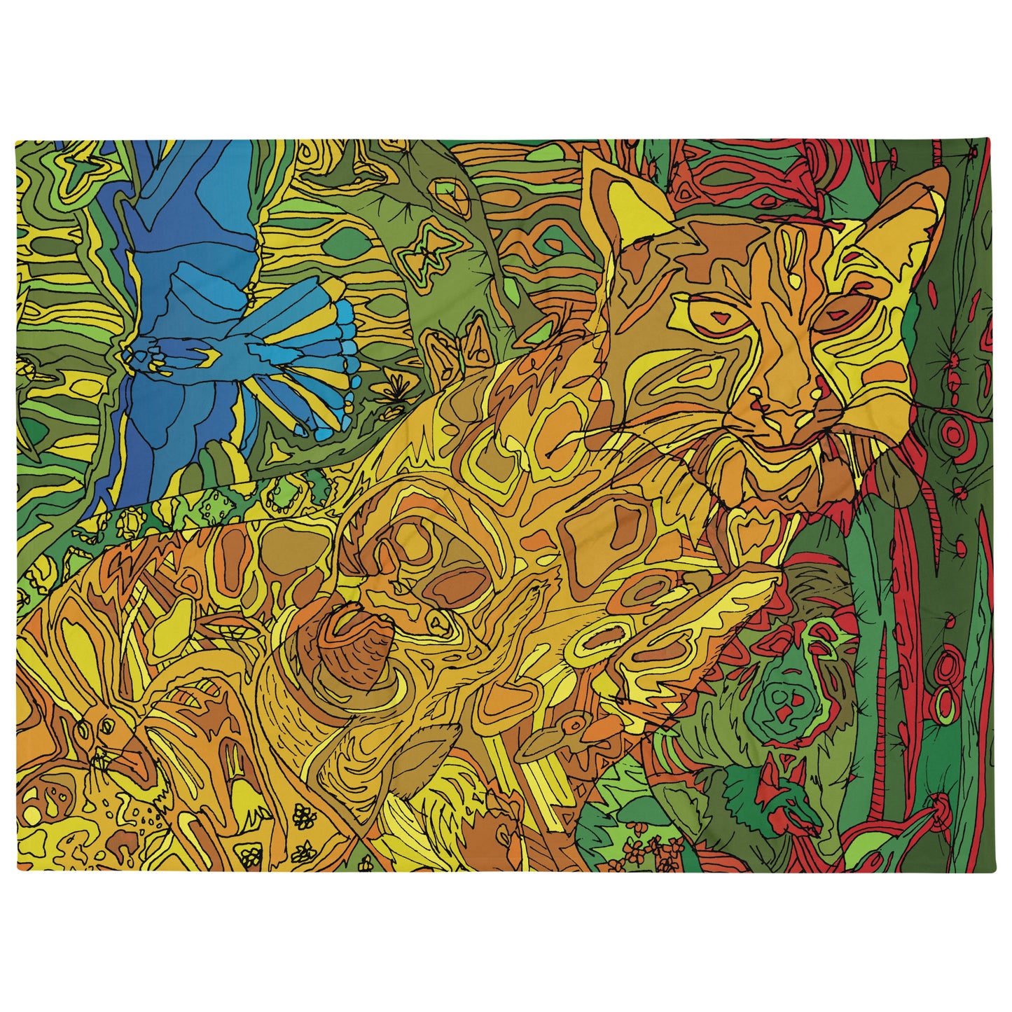 Backyard Bobcat by Lauri Kaye | Throw Blanket