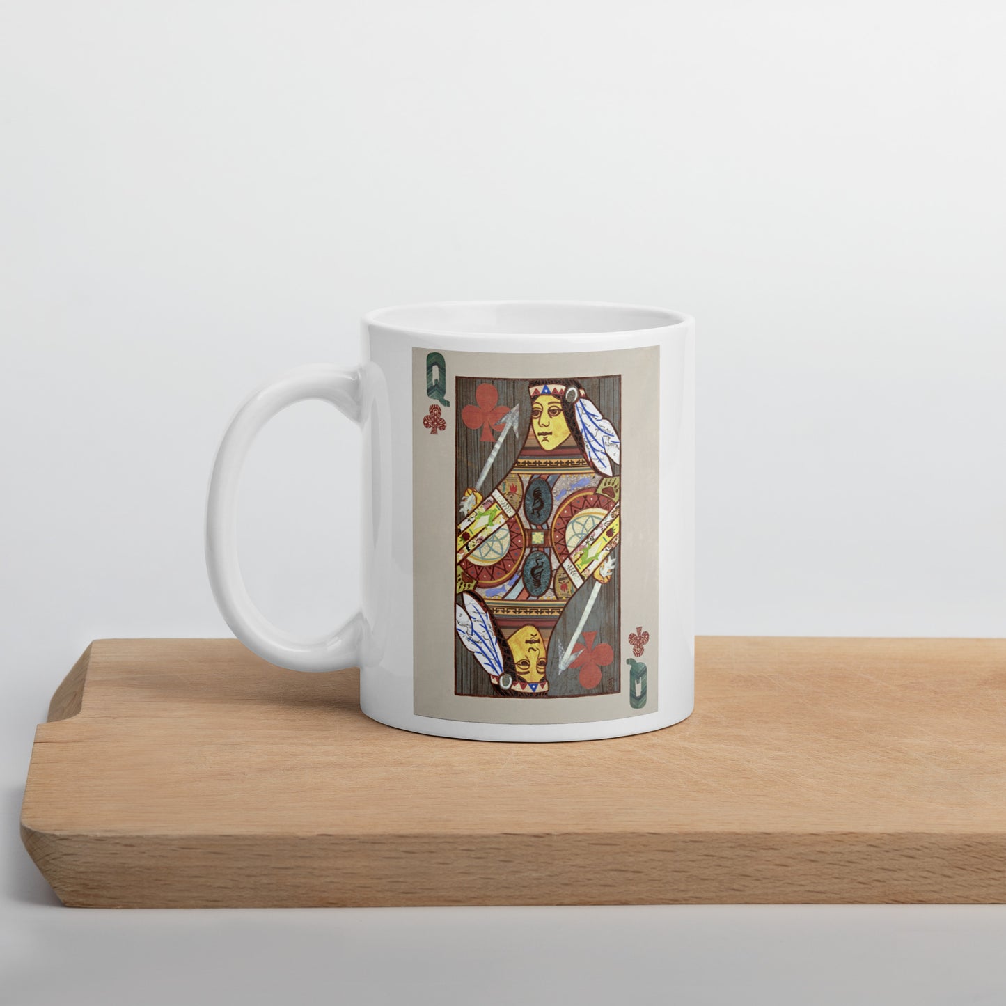 Queen of Clubs by Suzanne Villella | White glossy mug