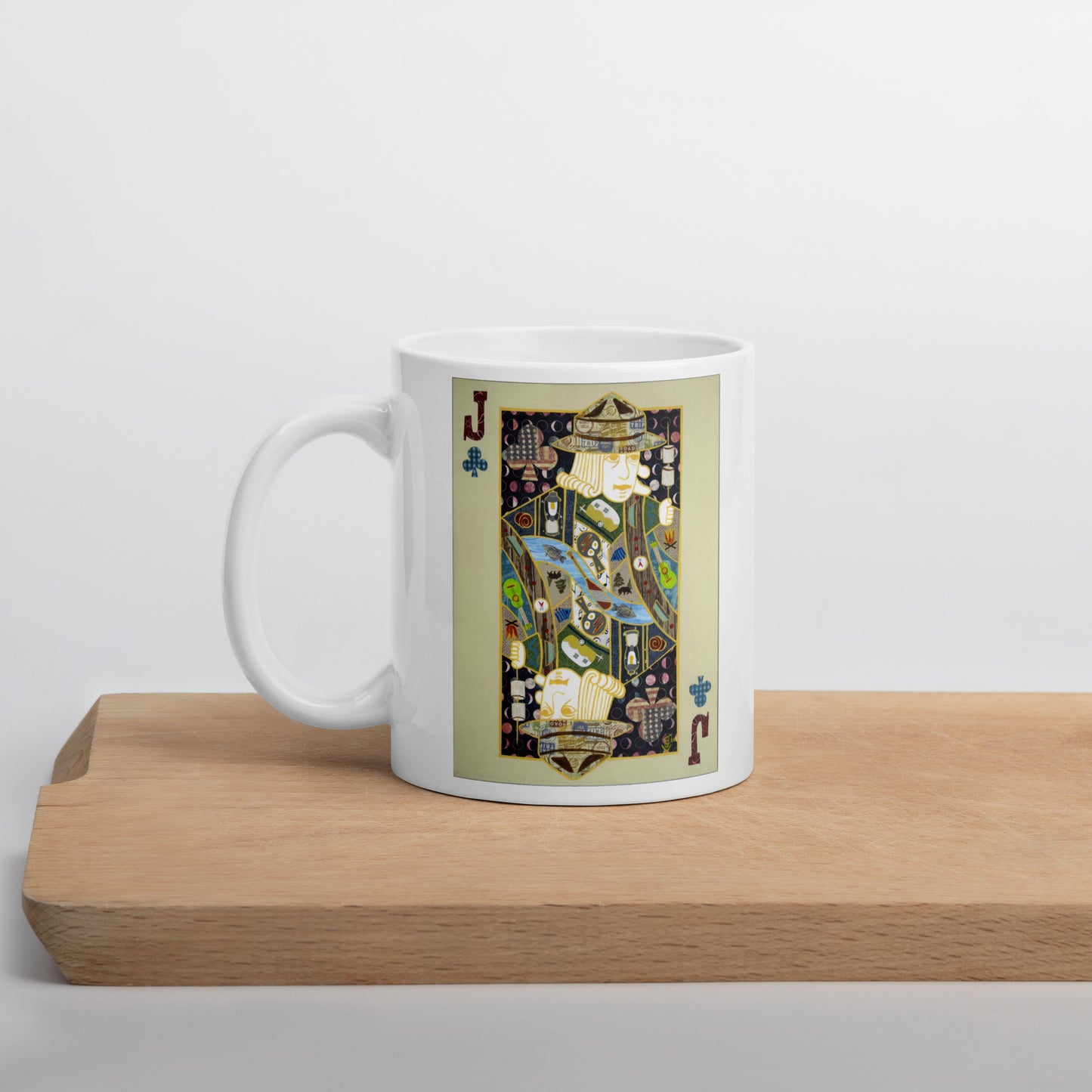 Jack of Clubs by Suzanne Villella | White glossy mug