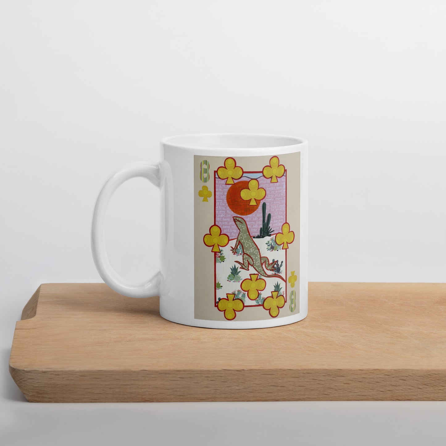 Eight of Clubs by Suzanne Villella | White glossy mug