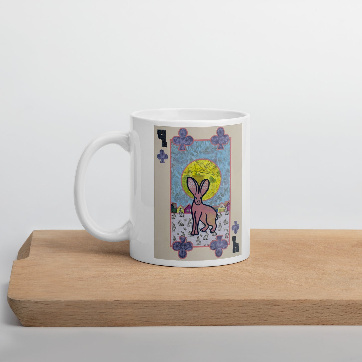 Four of Clubs by Suzanne Villella | White glossy mug