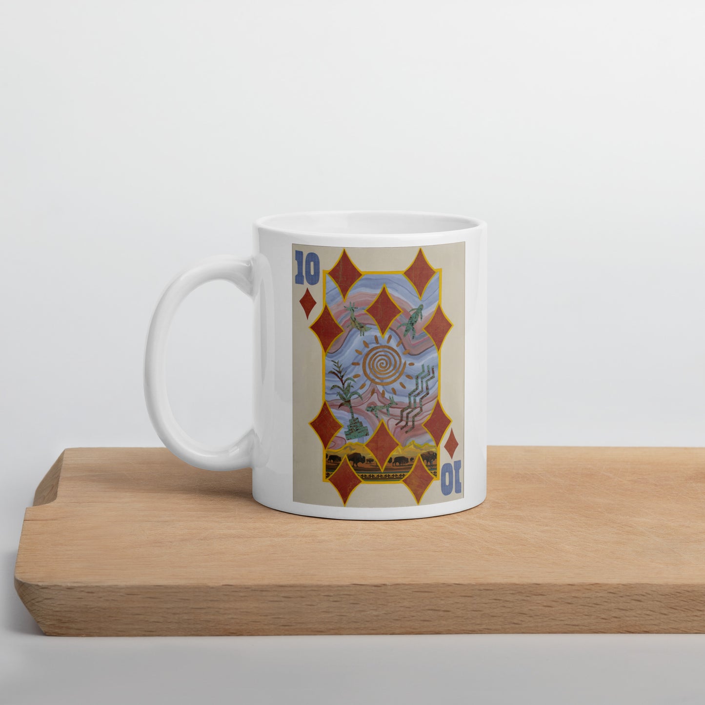 Ten of Diamonds by Suzanne Villella | White glossy mug