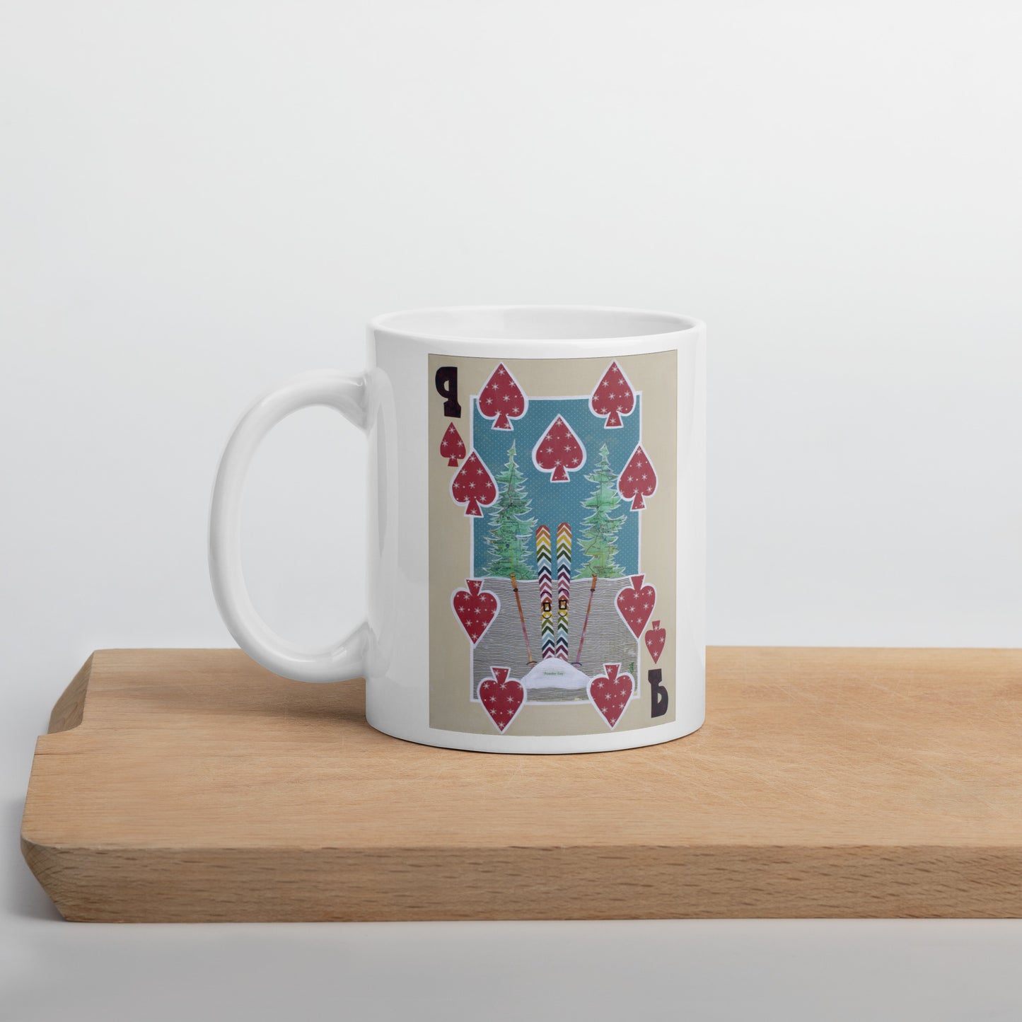 Nine of Spades by Suzanne Villella | White glossy mug