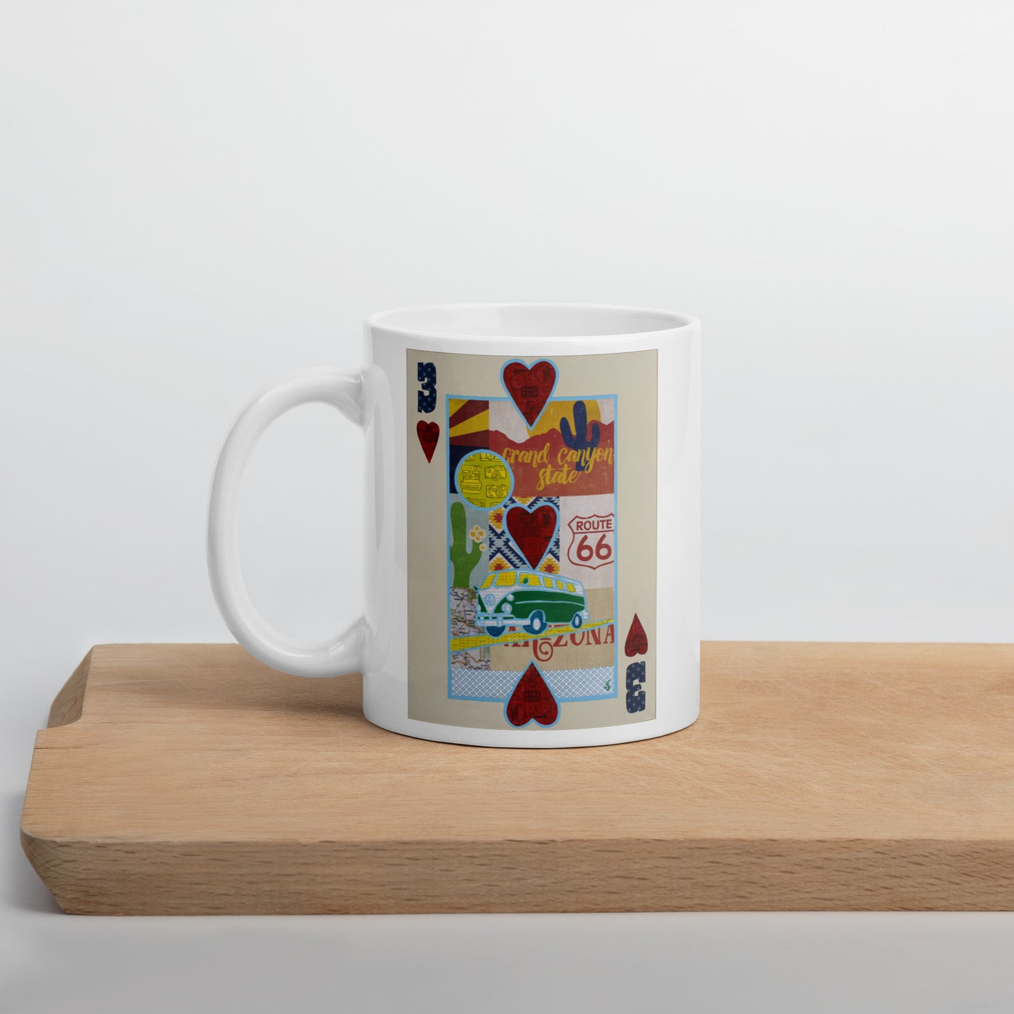 Three of Hearts by Suzanne Villella | White glossy mug