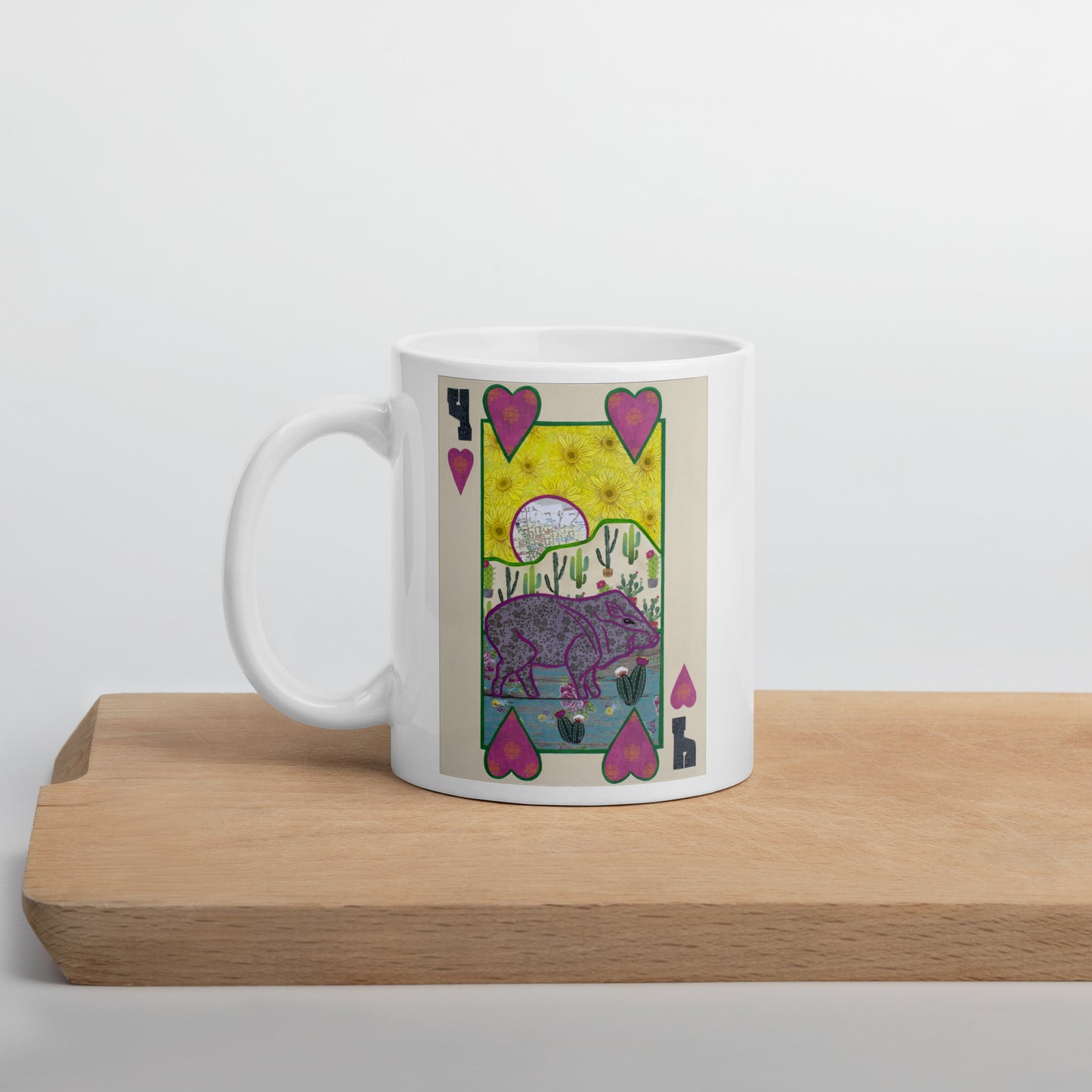 Four of Hearts by Suzanne Villella | White glossy mug