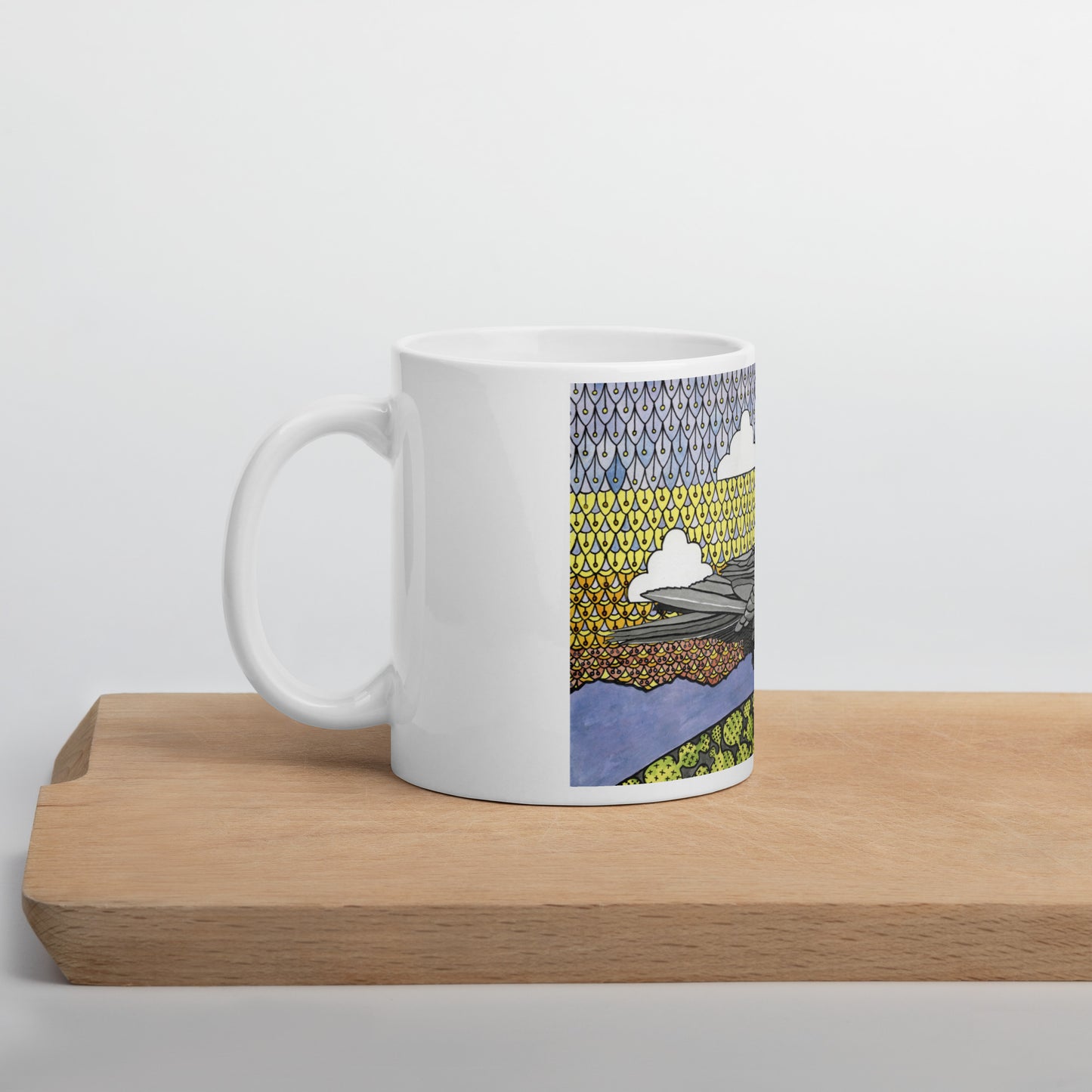 The Winged One by Ralph Philabaum | White glossy mug