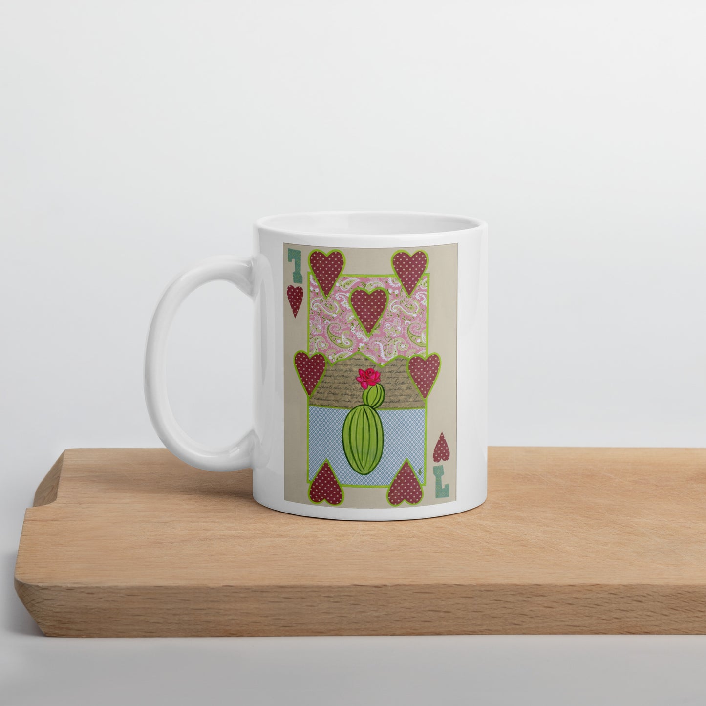 Seven of Hearts by Suzanne Villella | White glossy mug