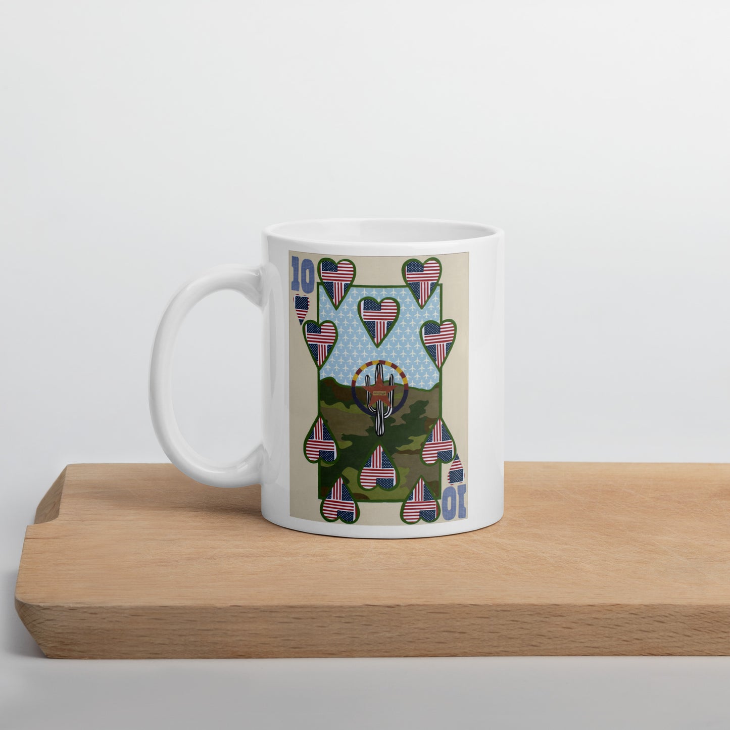 Ten of Hearts by Suzanne Villella | White glossy mug