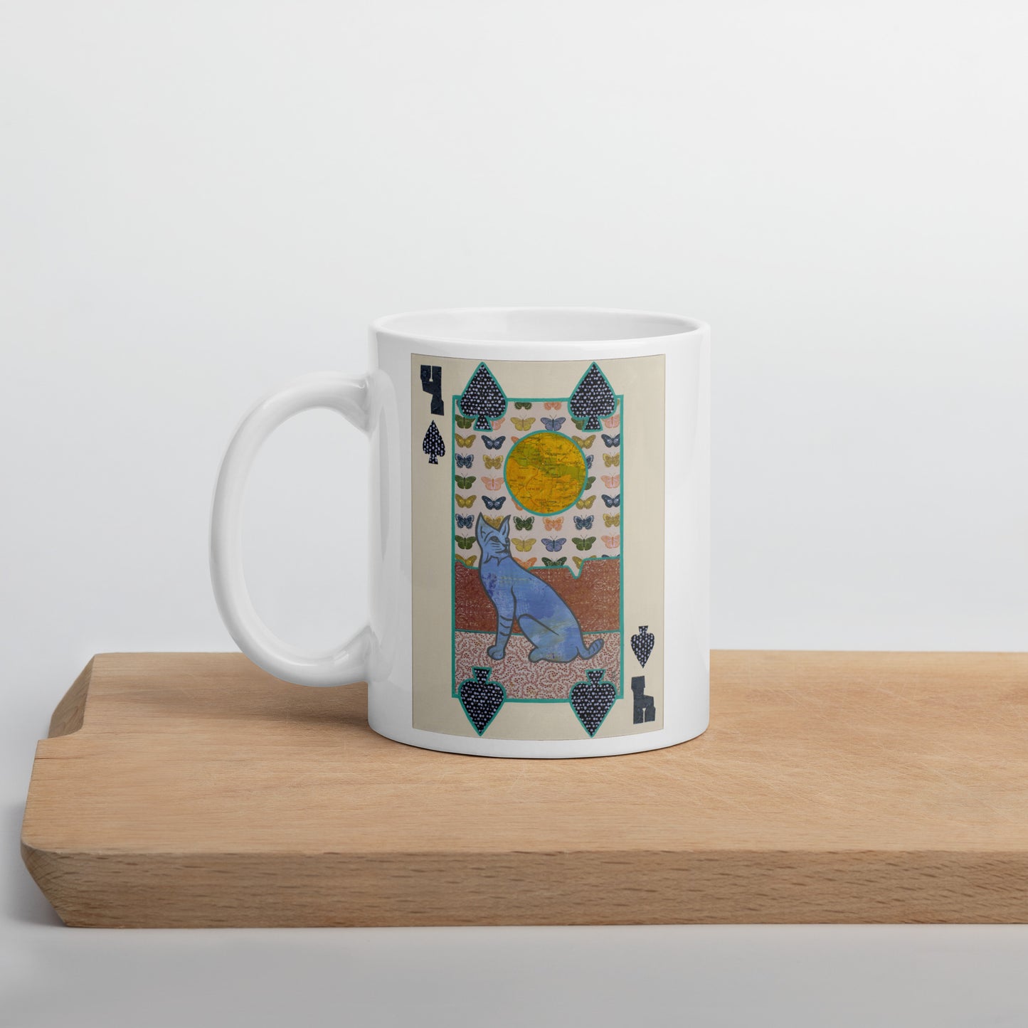 Four of Spades by Suzanne Villella | White glossy mug