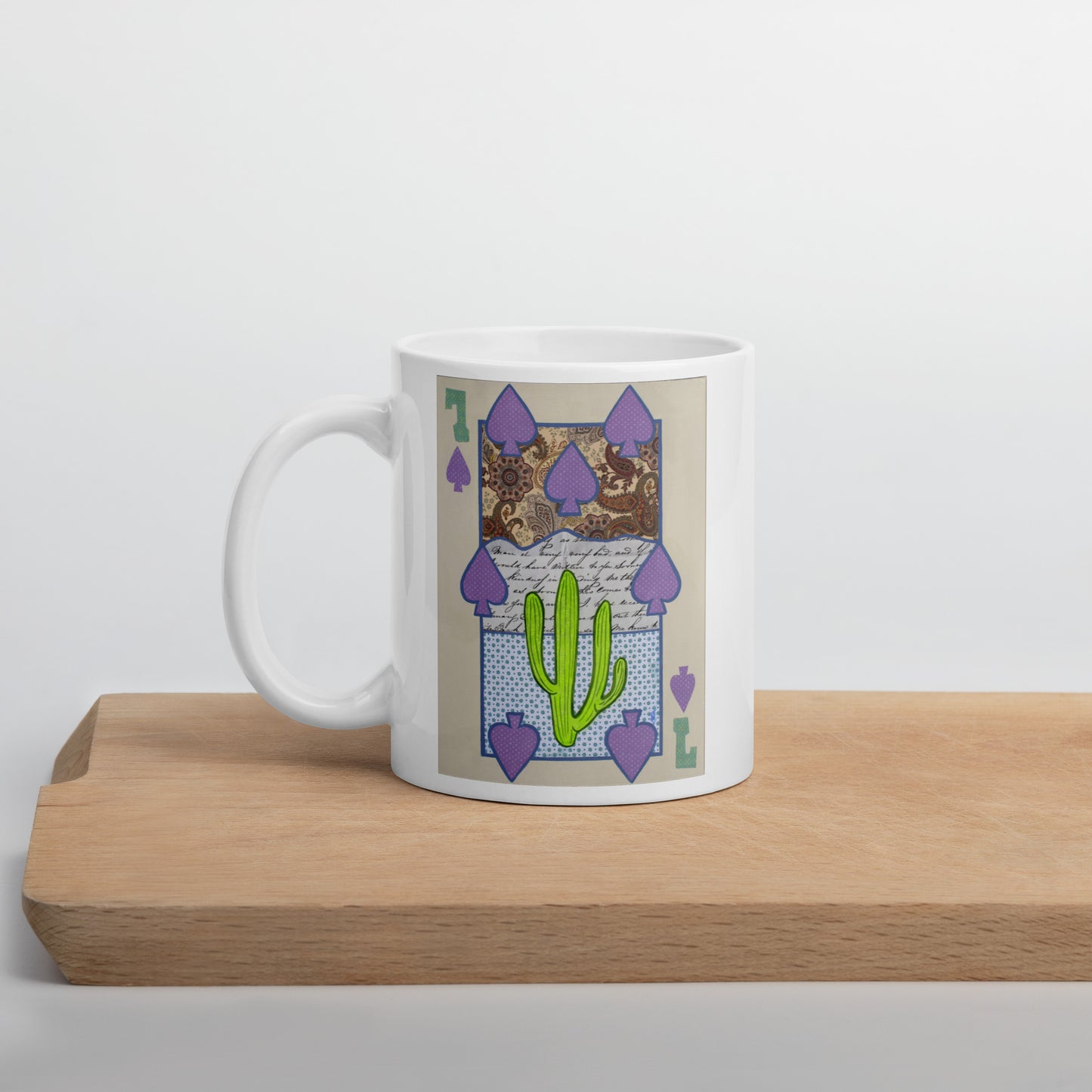 Seven of Spades by Suzanne Villella | White glossy mug