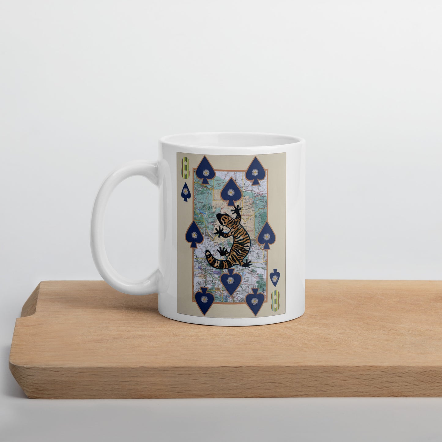 Eight of Spades by Suzanne Villella | White glossy mug