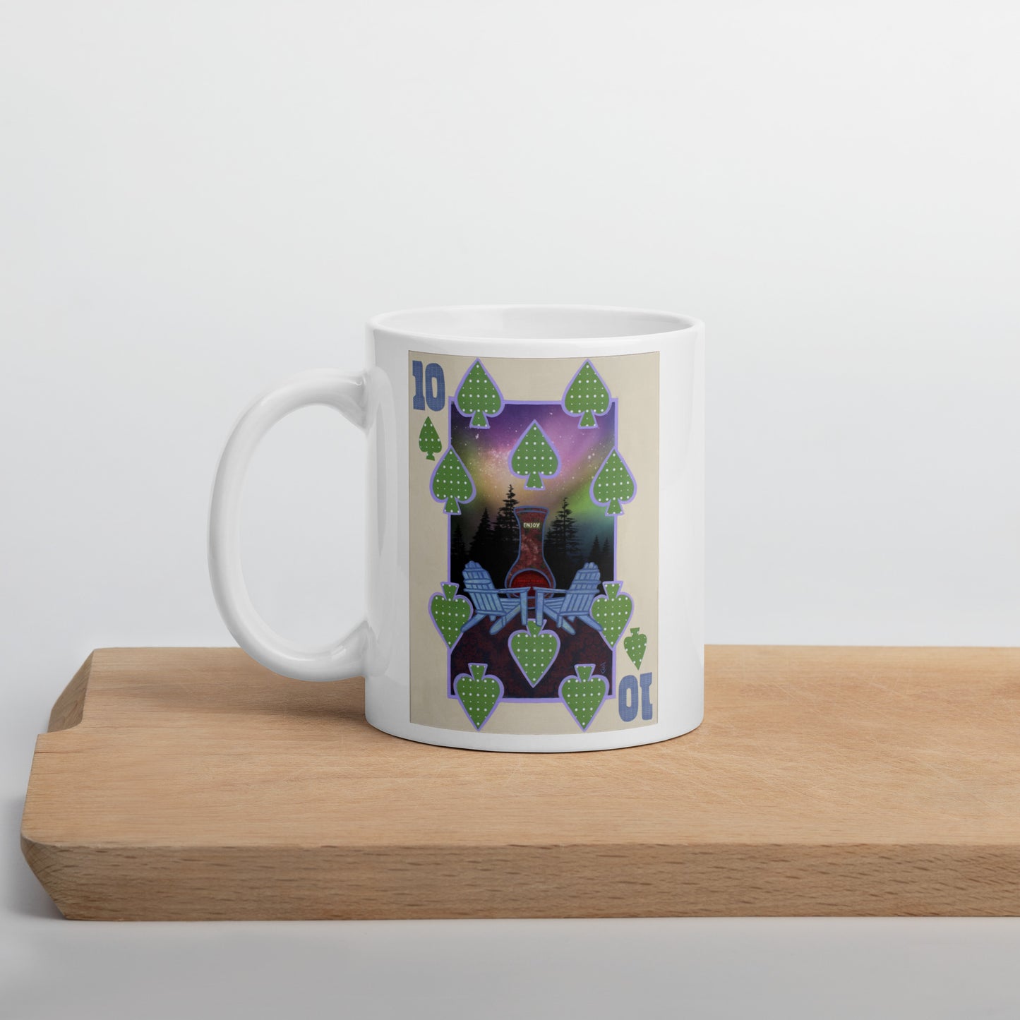 Ten of Spades by Suzanne Villella | White glossy mug