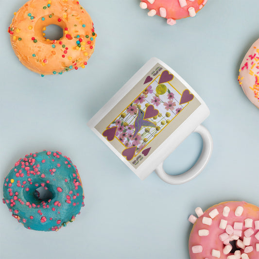 Five of Hearts by Suzanne Villella | White glossy mug