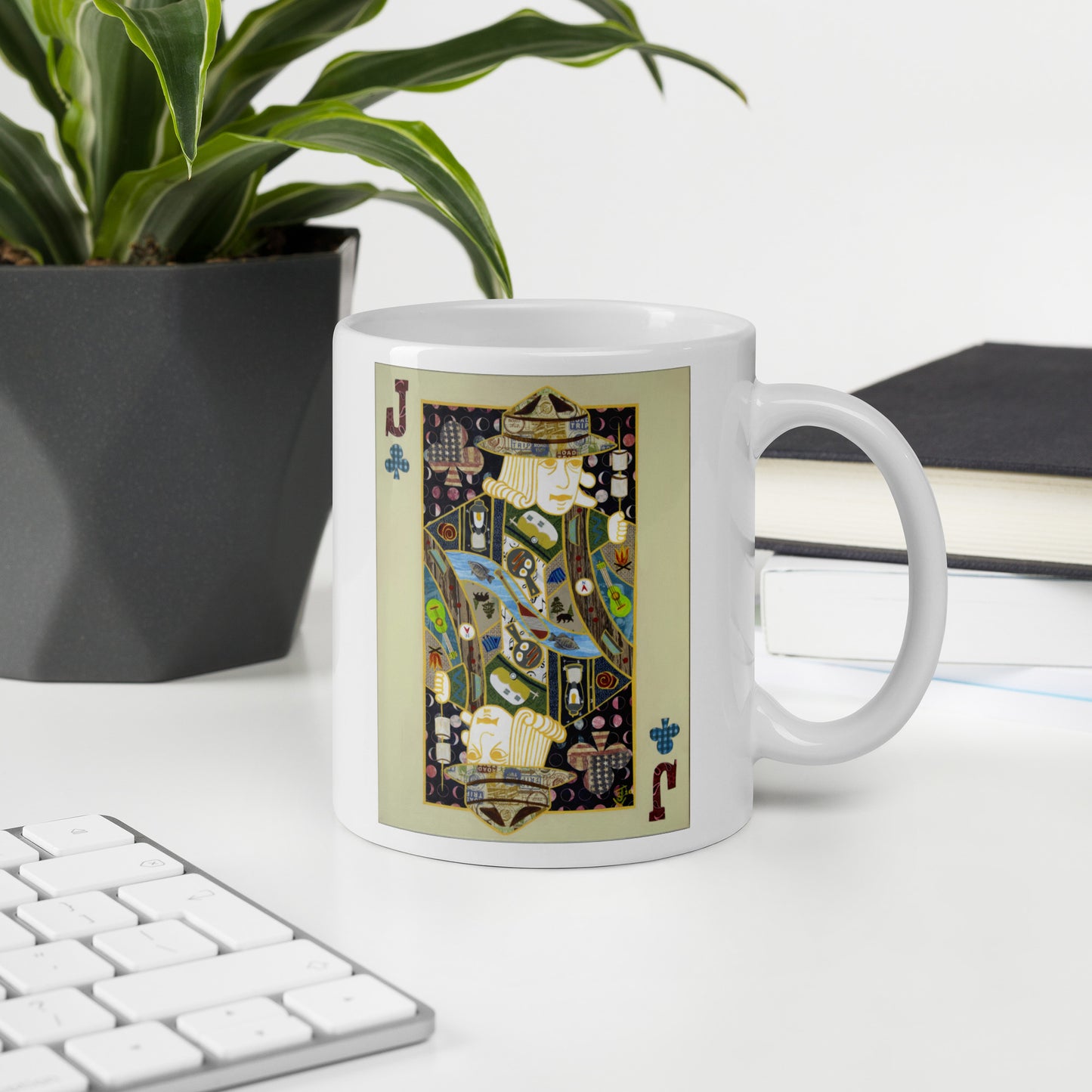 Jack of Clubs by Suzanne Villella | White glossy mug