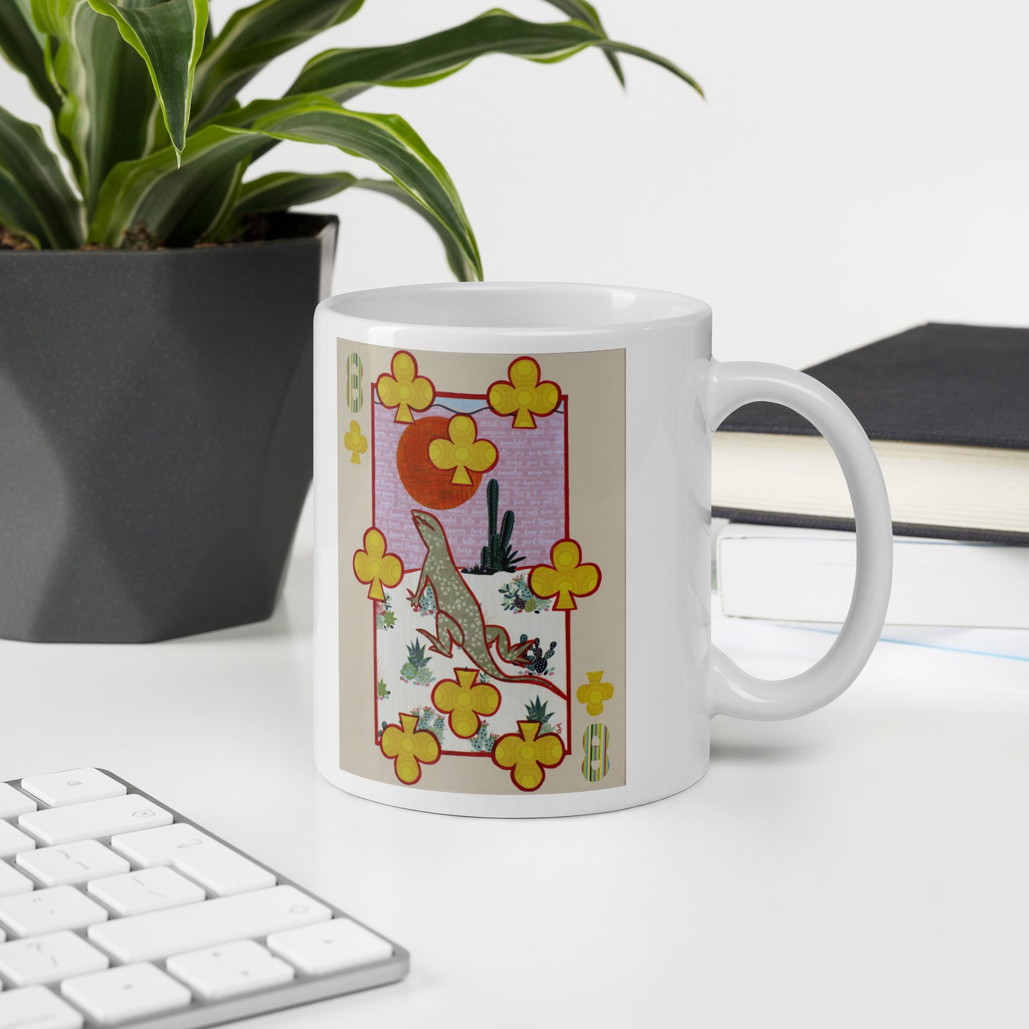 Eight of Clubs by Suzanne Villella | White glossy mug