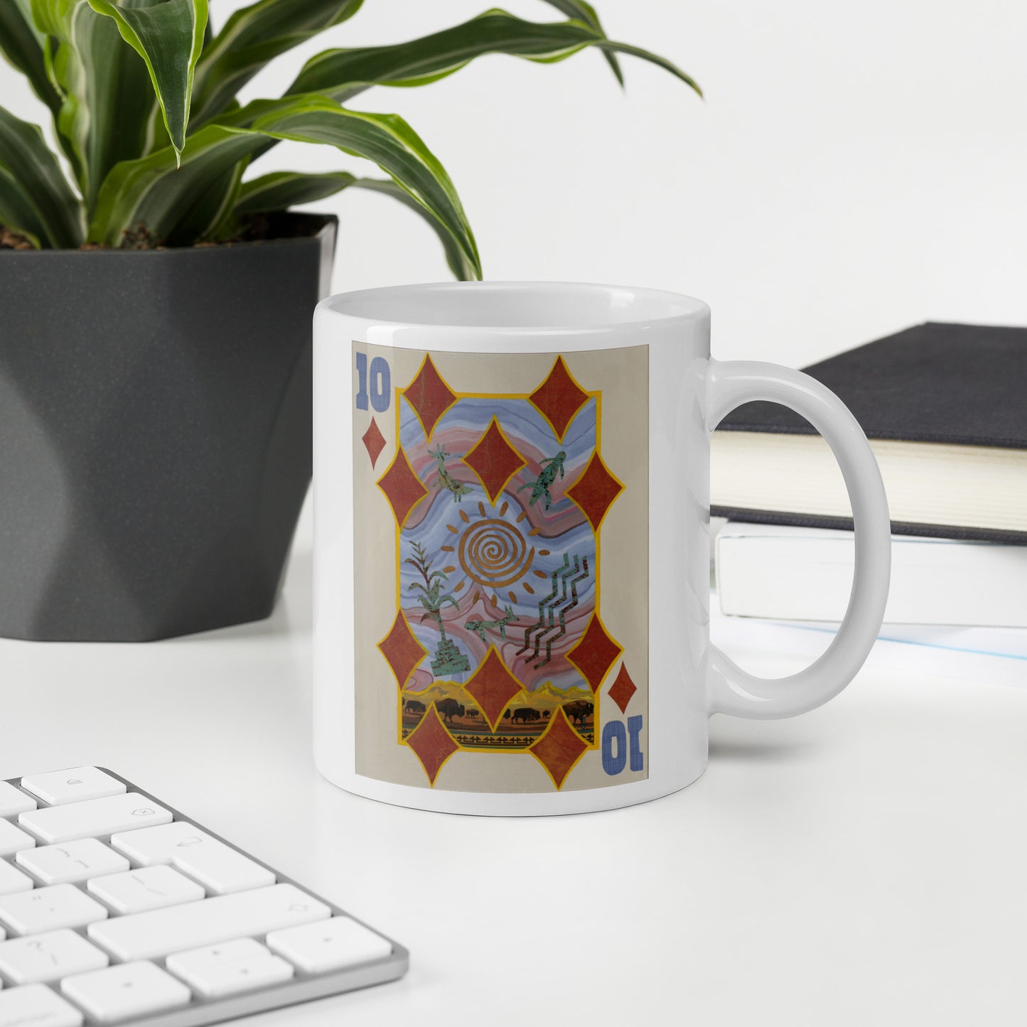 Ten of Diamonds by Suzanne Villella | White glossy mug