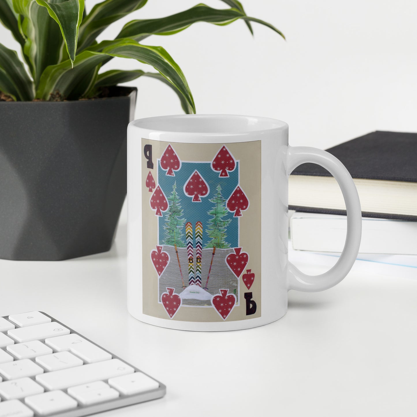 Nine of Spades by Suzanne Villella | White glossy mug